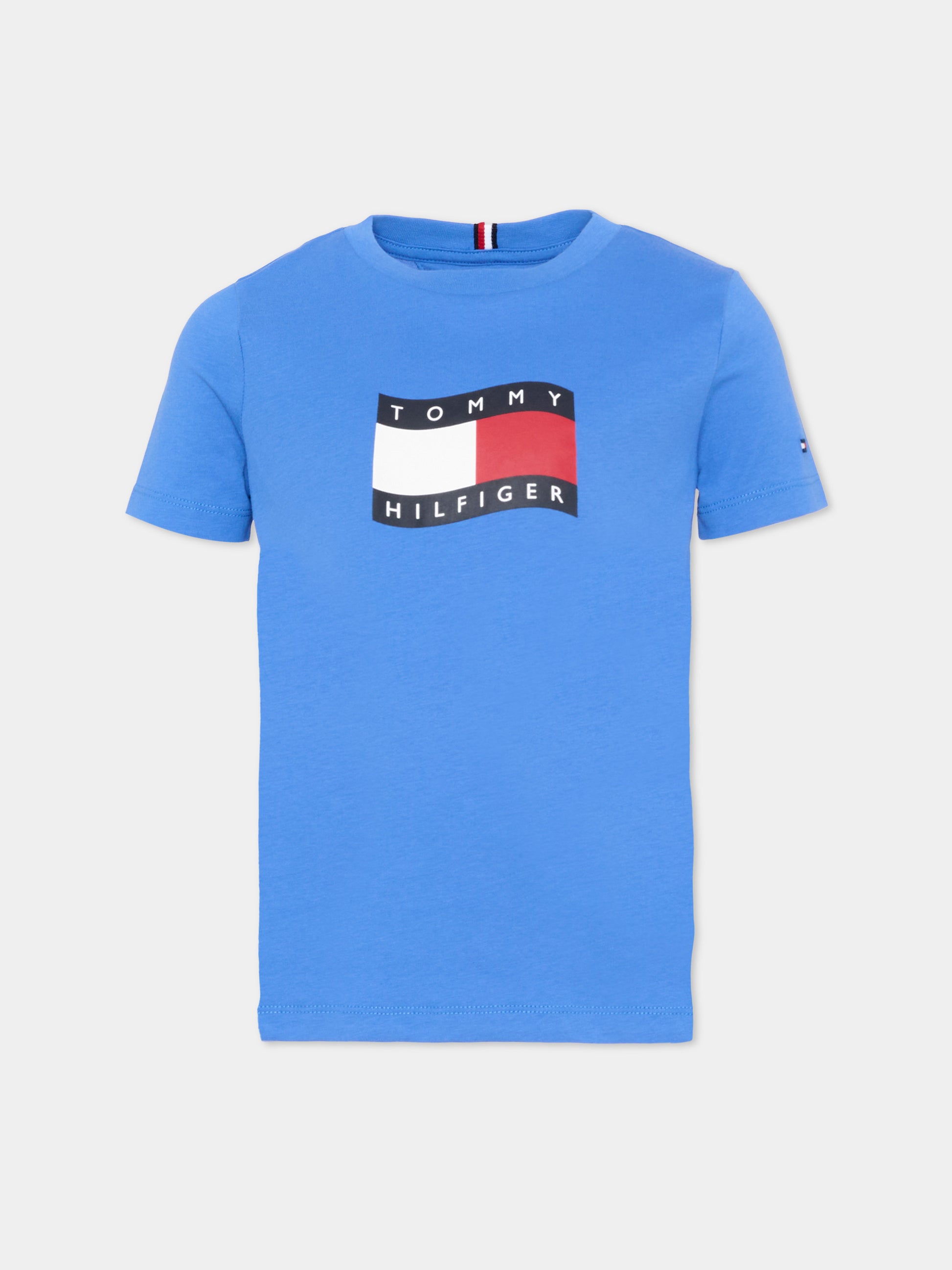 T-shirt blu per bambino con logo,Tommy Hilfiger Junior,KB0KB10275 C6H