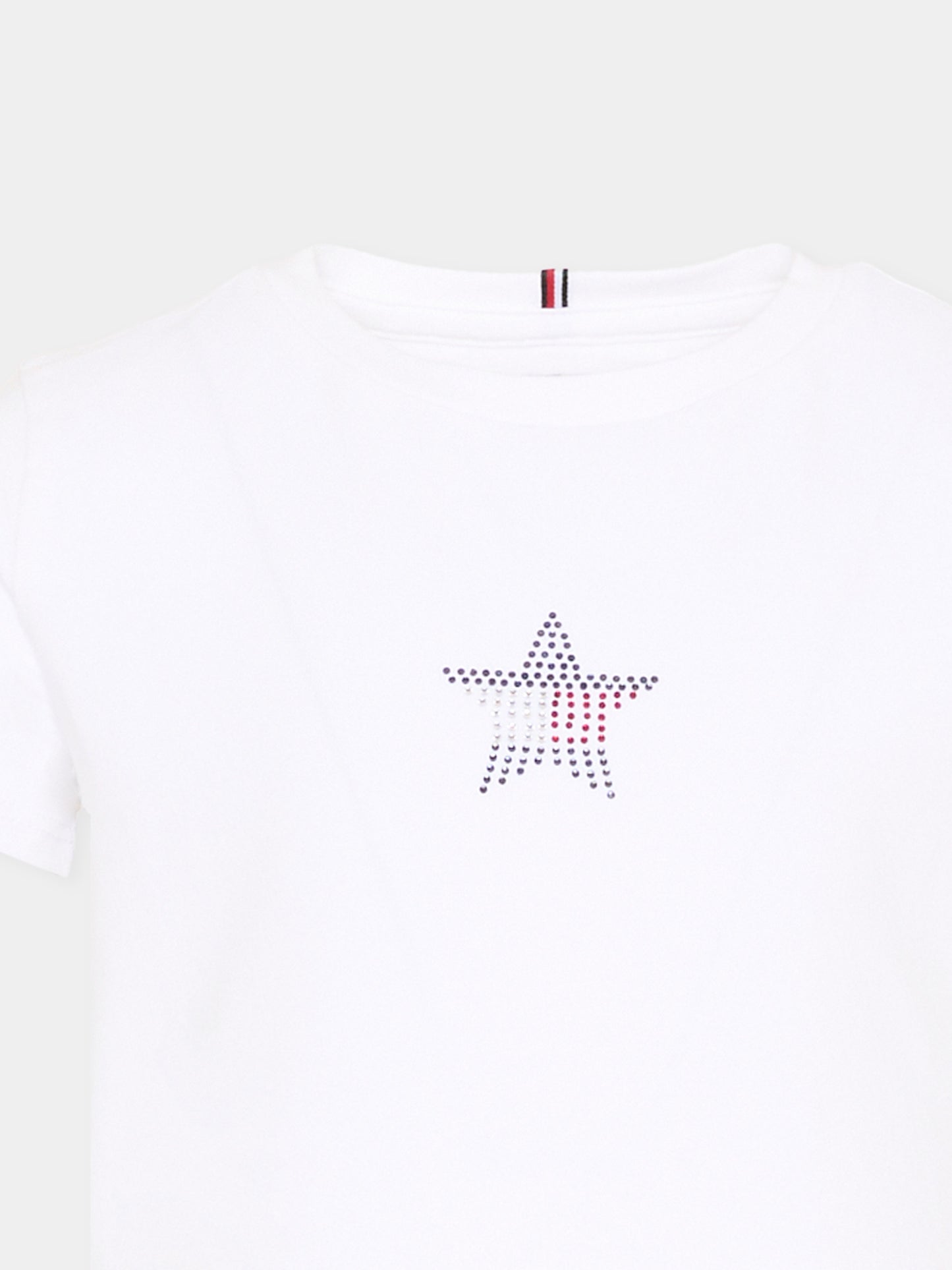 T-shirt bianca per bambina con stella,Tommy Hilfiger Junior,KG0KG09097 YBR