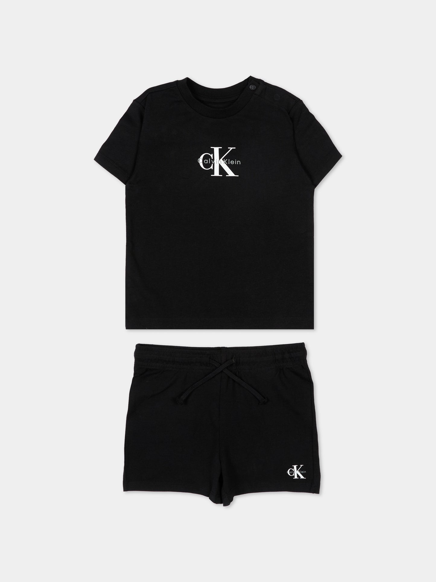 Completo sportivo nero per neonati con logo,Calvin Klein Kids,LVCKSJI09B BEH