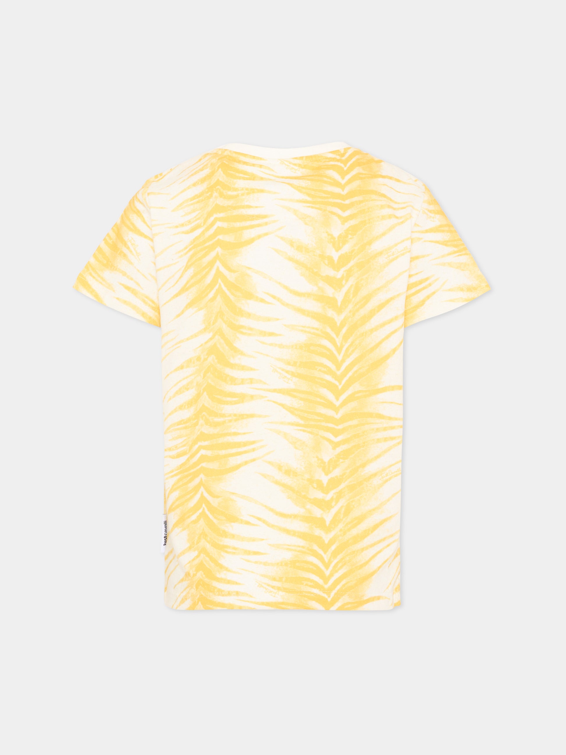 T-shirt gialla zebrata per bambini,Just Cavalli Kids,JBP26134TS ZEBRA YELL