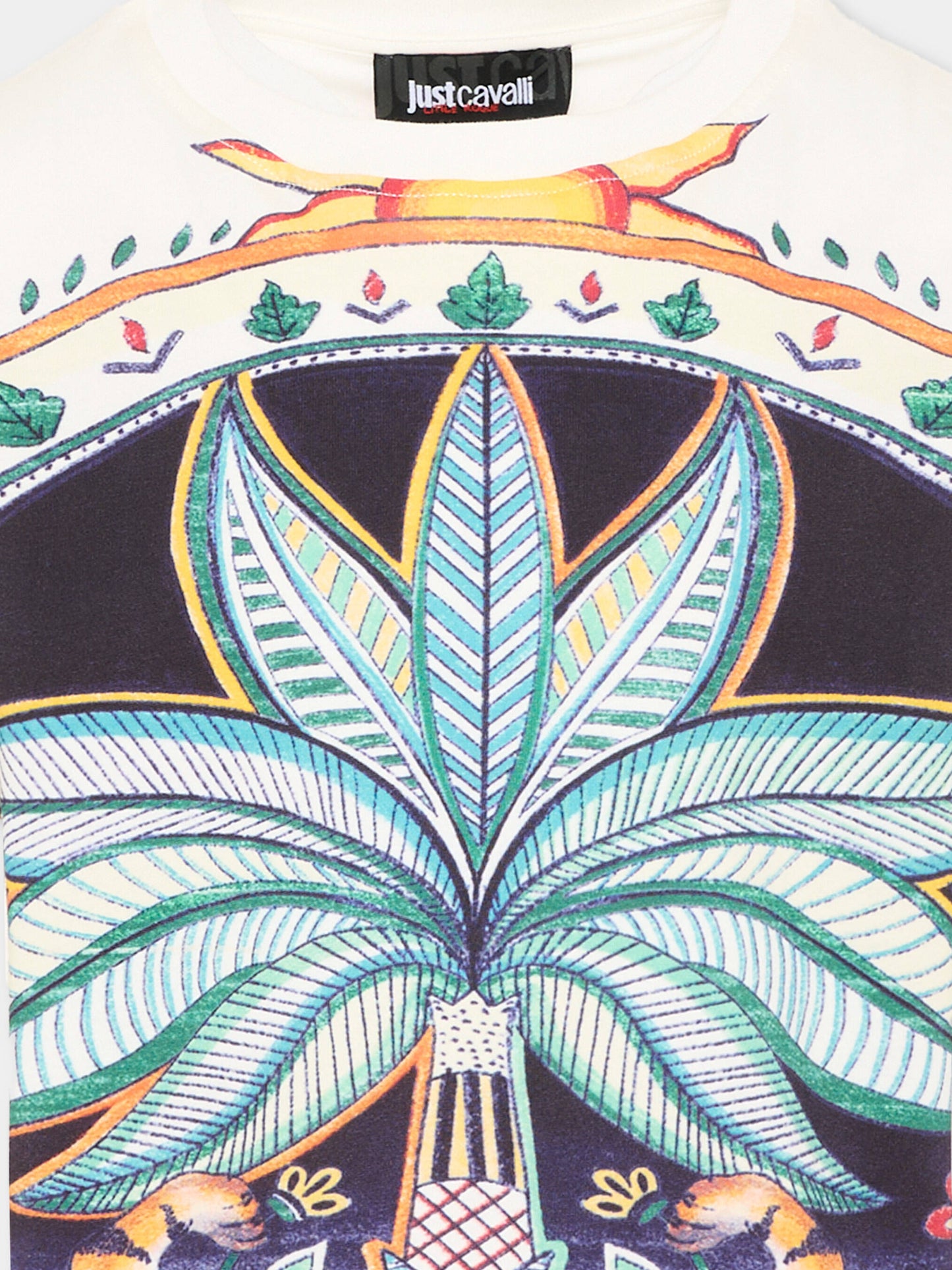 T-shirt multicolor per bambino con stampa giungla,Just Cavalli Kids,JBP26077TS INDIA DIGITAL