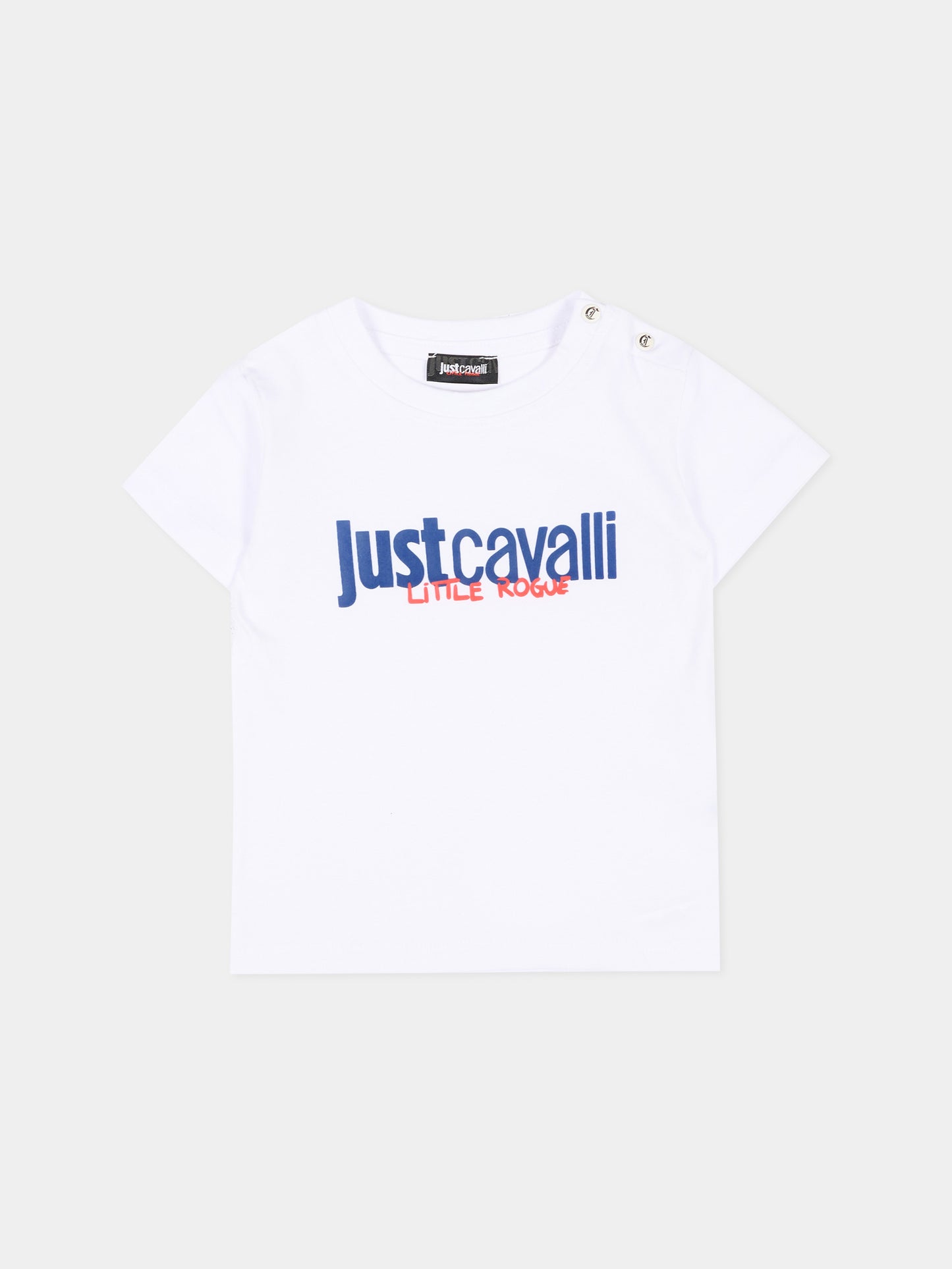 T-Shirt bianca per neonato con logo,Just Cavalli Kids,JIP26047TS WHITE