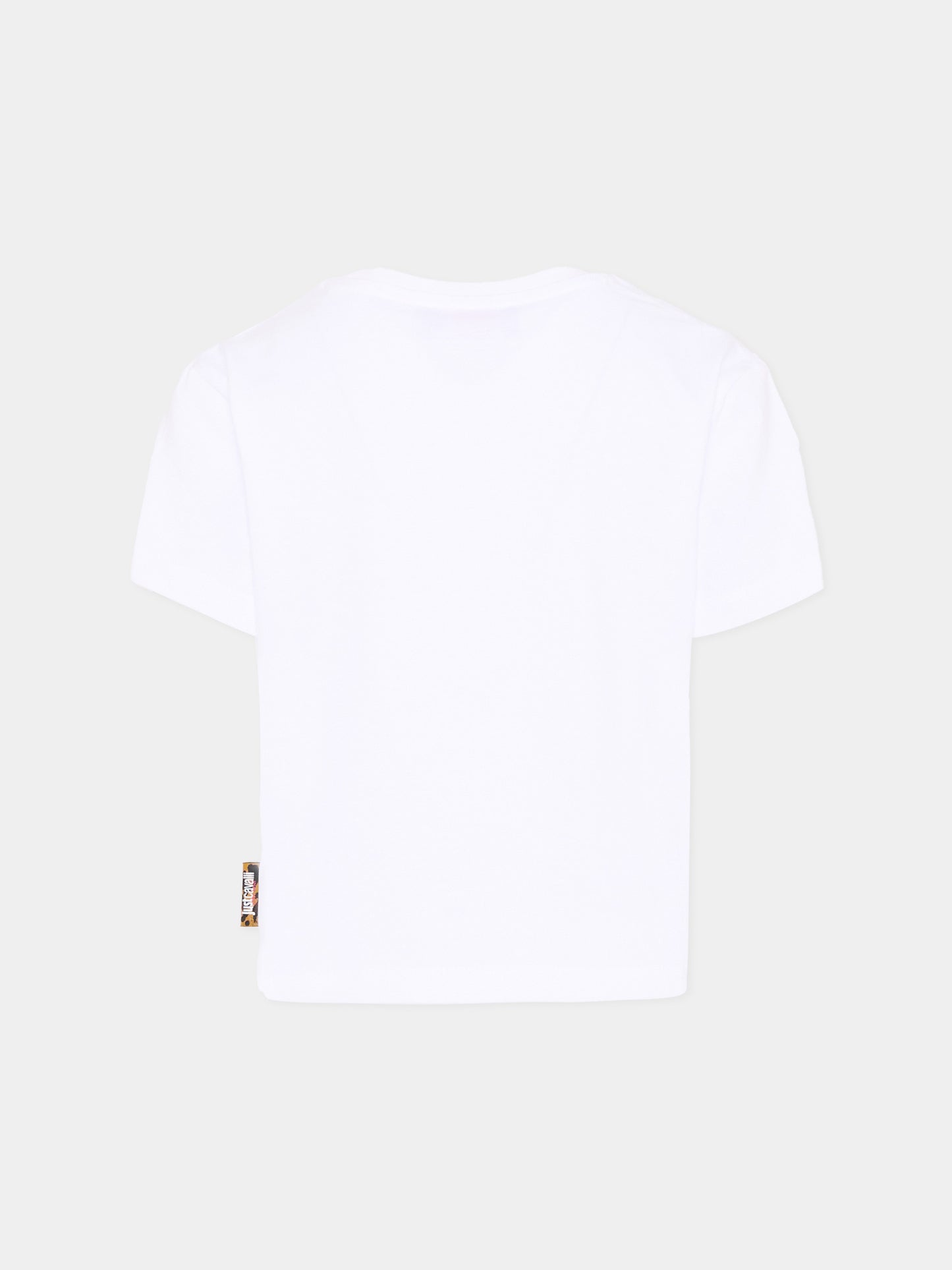 T-Shirt bianca per bambina con sole,Just Cavalli Kids,JGP26076TS WHITE