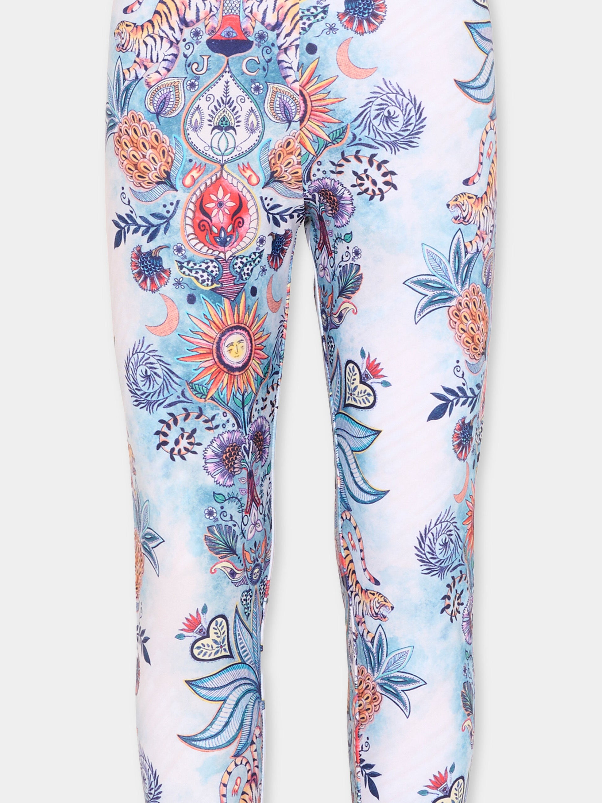 Leggings multicolor per bambina con stampa Tropical Garden,Just Cavalli Kids,JGP26237LE TROPICAL GARDEN