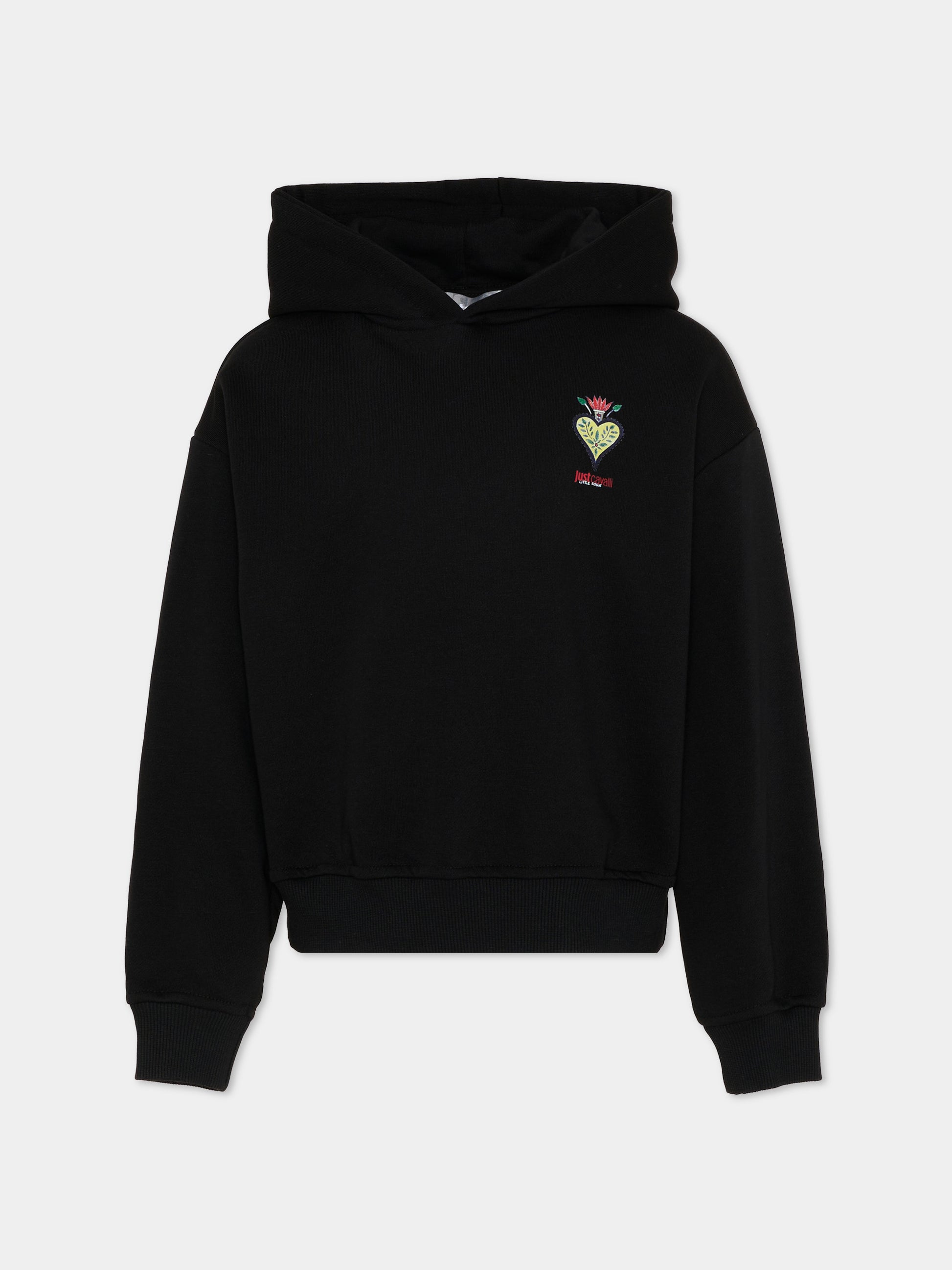 Felpa nera per bambina con logo,Just Cavalli Kids,JGP26148FE BLACK