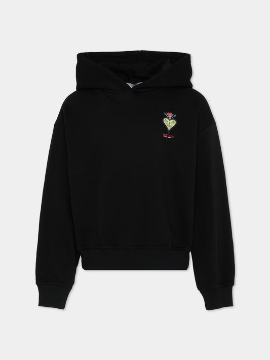 Felpa nera per bambina con logo,Just Cavalli Kids,JGP26148FE BLACK