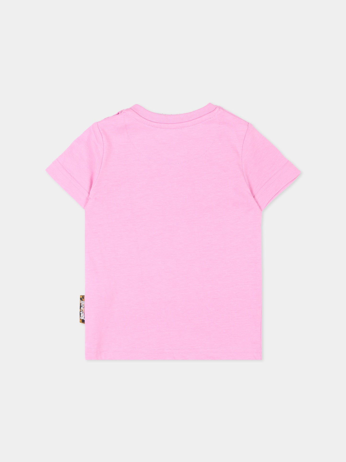 T-shirt rosa per neonata con logo,Just Cavalli Kids,JIP26029TS PINK BEGONIA