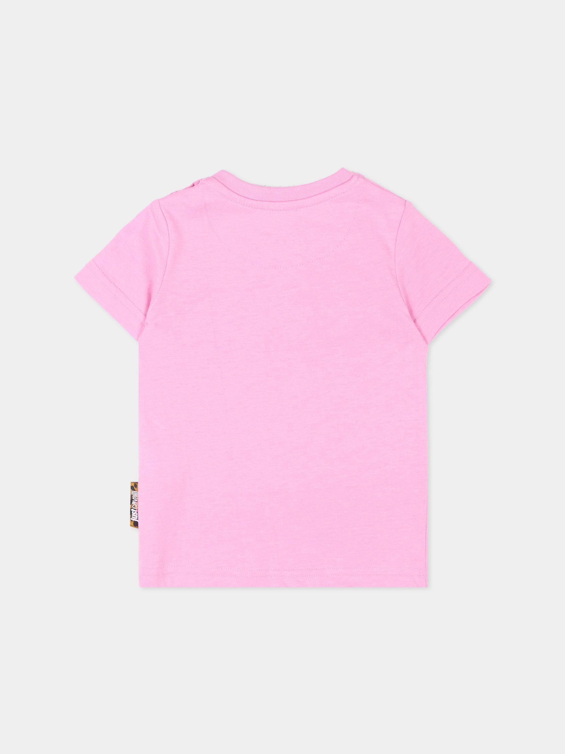 T-shirt rosa per neonata con logo,Just Cavalli Kids,JIP26029TS PINK BEGONIA