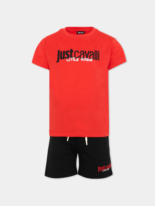 Completo sportivo rosso per bambini con logo,Just Cavalli Kids,JIP26090CJ RED FLAME SCARLAT