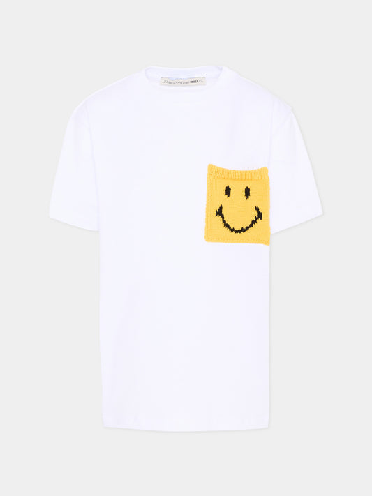 T-shirt bianca per bambini con smile,Joshua Sanders Kidz,K36A2TS00WH