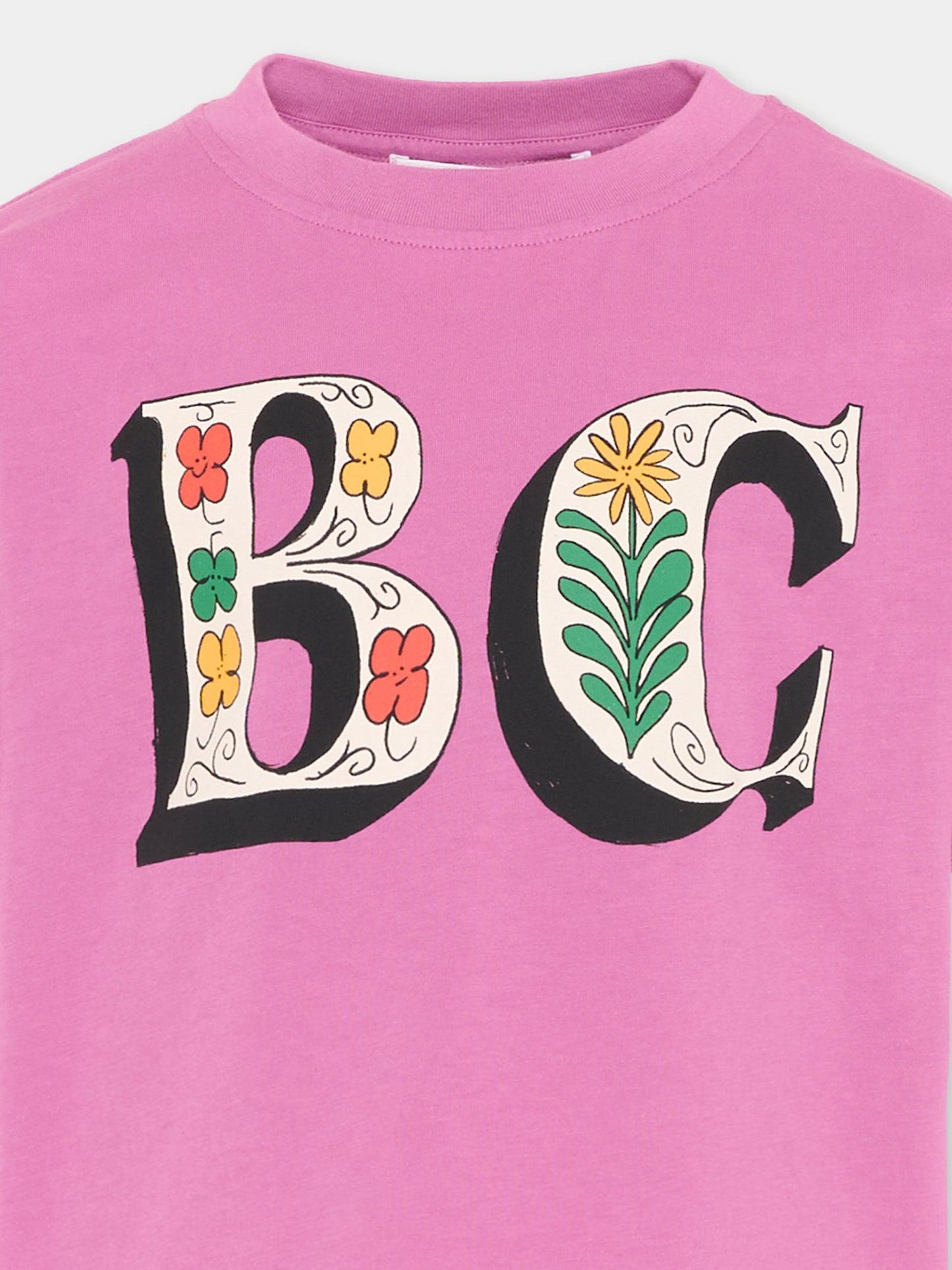 T-shirt viola per bambina con logo floreale,Bobo Choses,B126AC007