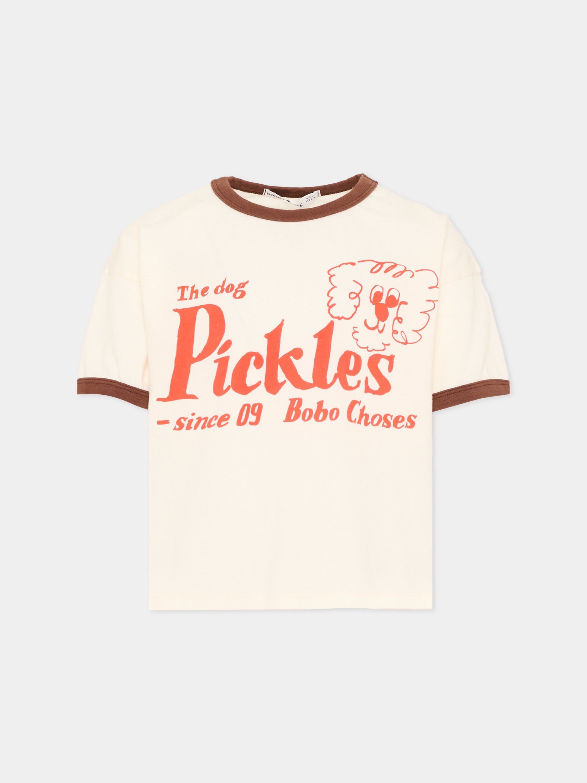 T-shirt beige per bambini con stampa cane,Bobo Choses,B126AC017