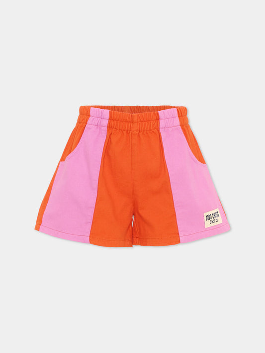 Shorts sportivi multicolor per bambina con logo,Bobo Choses,B126AC064