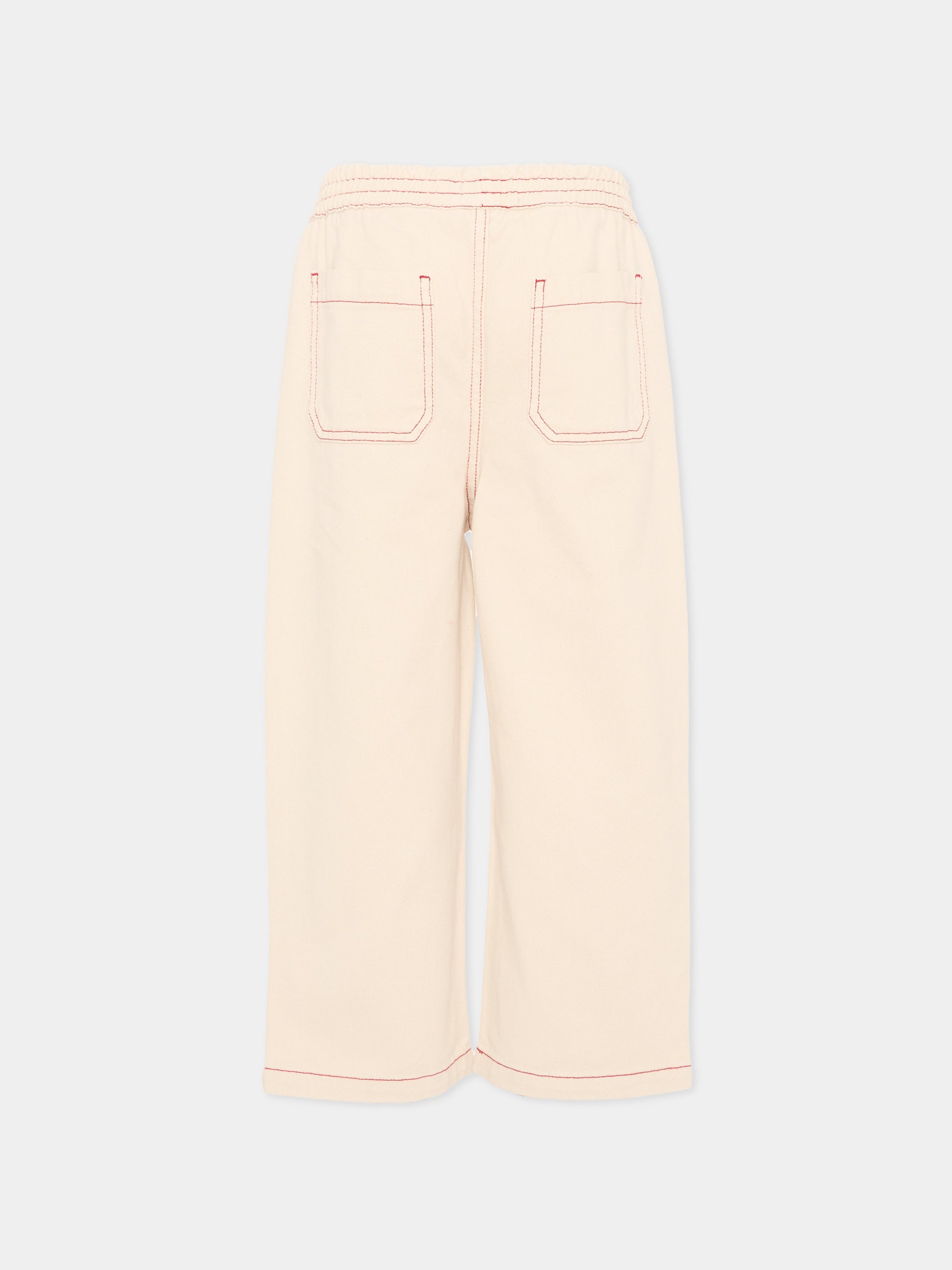 Jeans beige per bambini con logo,Bobo Choses,B126AC094