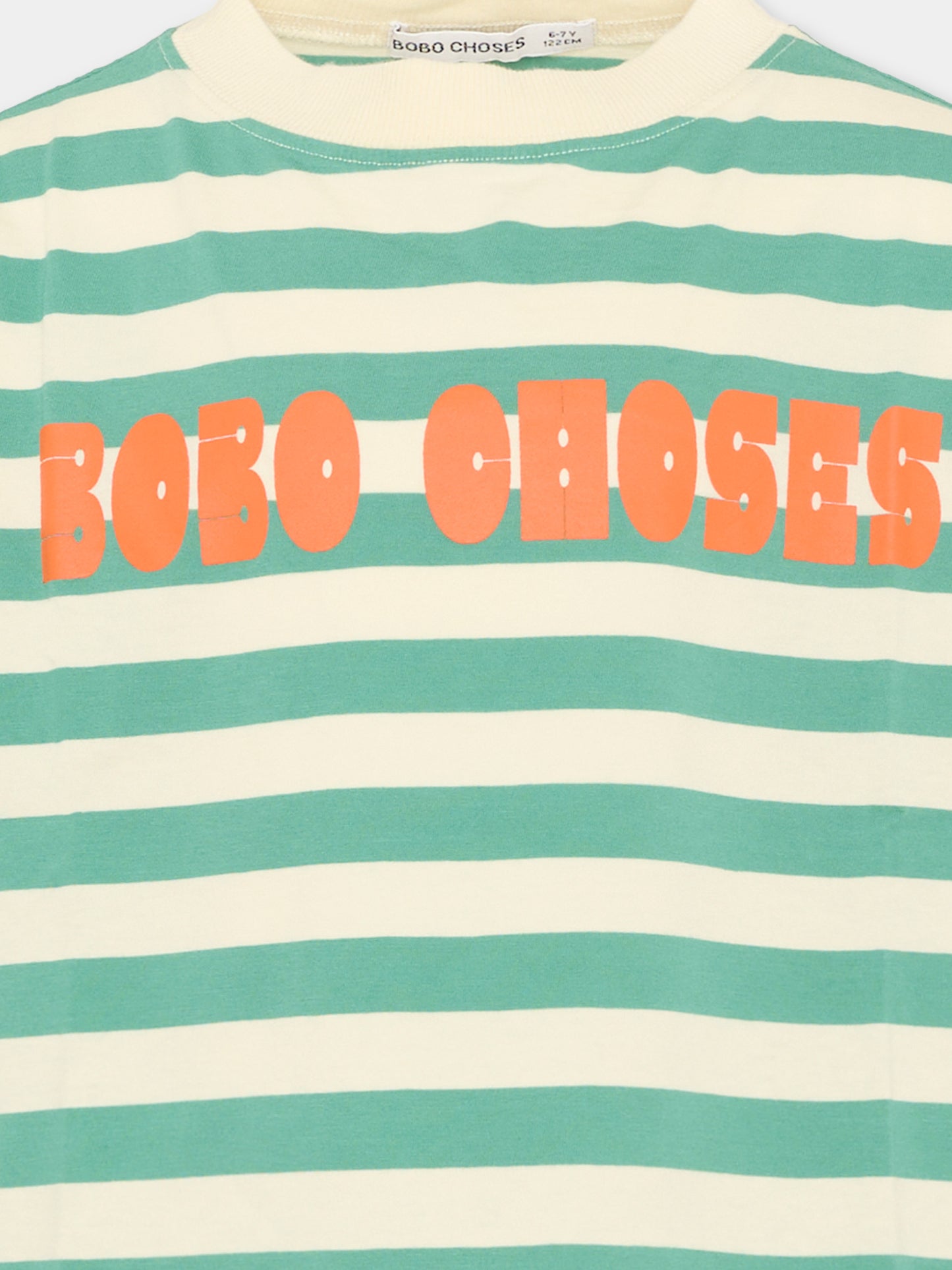 T-shirt multicolor per bambini a righe con logo,Bobo Choses,B126AC136
