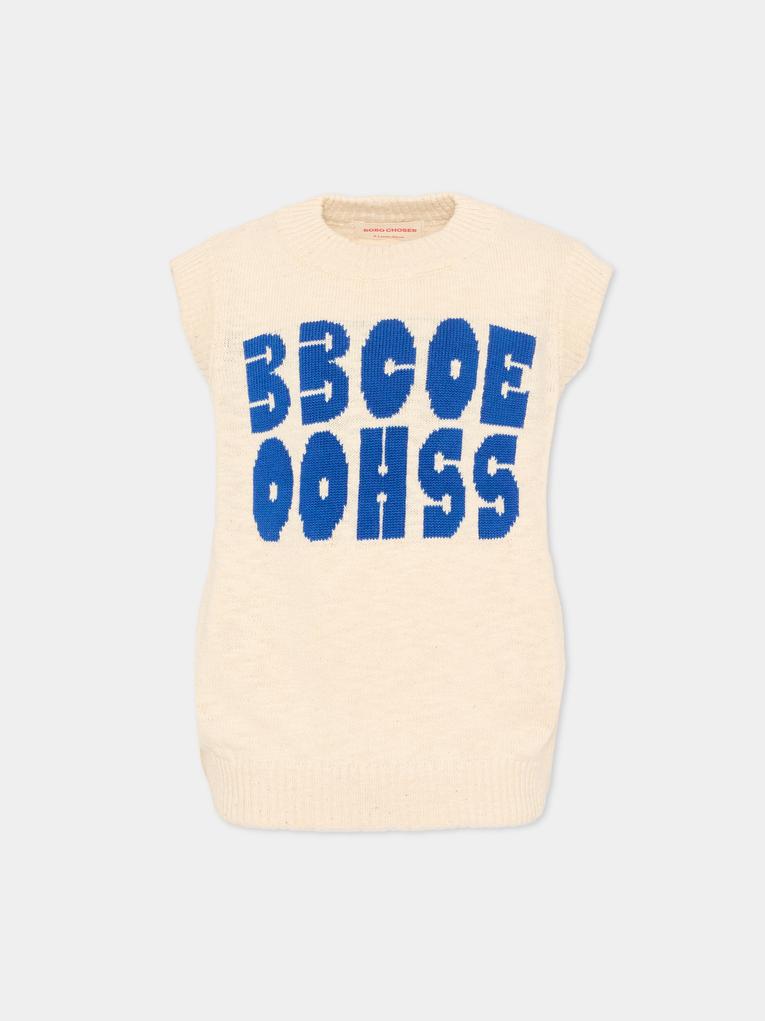 Gilet beige per bambini con logo,Bobo Choses,B126AC150