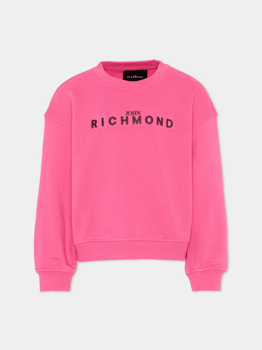 Felpa fucsia per bambina con logo,Richmond,RGP26010FE FUCHSIA PURPLE