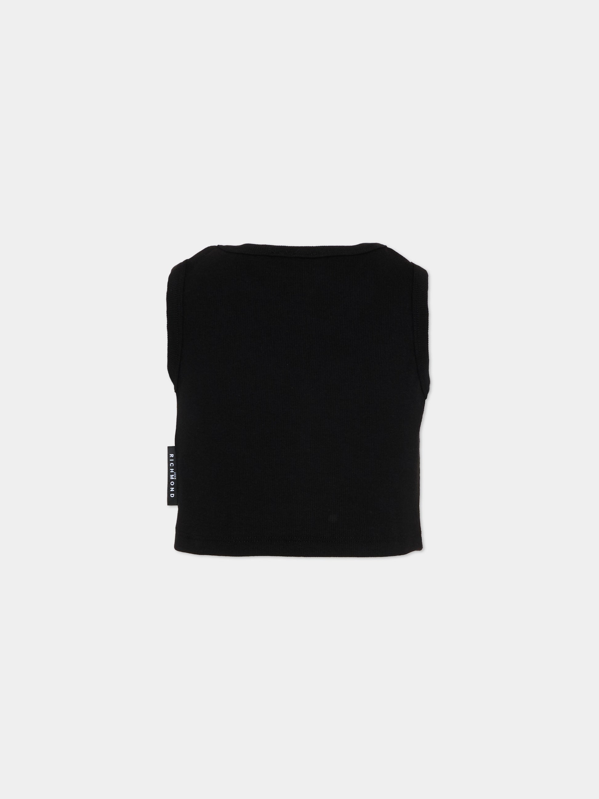 Top nero per bambina con logo,Richmond,RGP26172CN BLACK