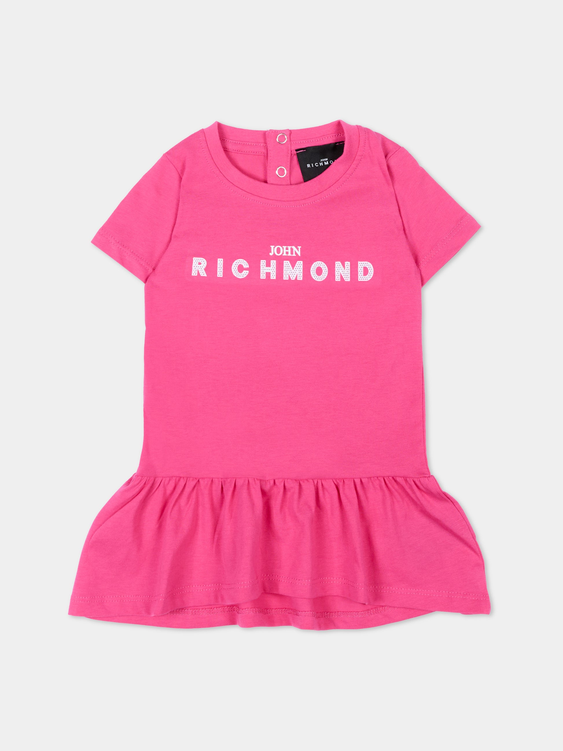 Vestito fucsia per neonata con logo,Richmond,RIP26034VE FUCHSIA PURPLE