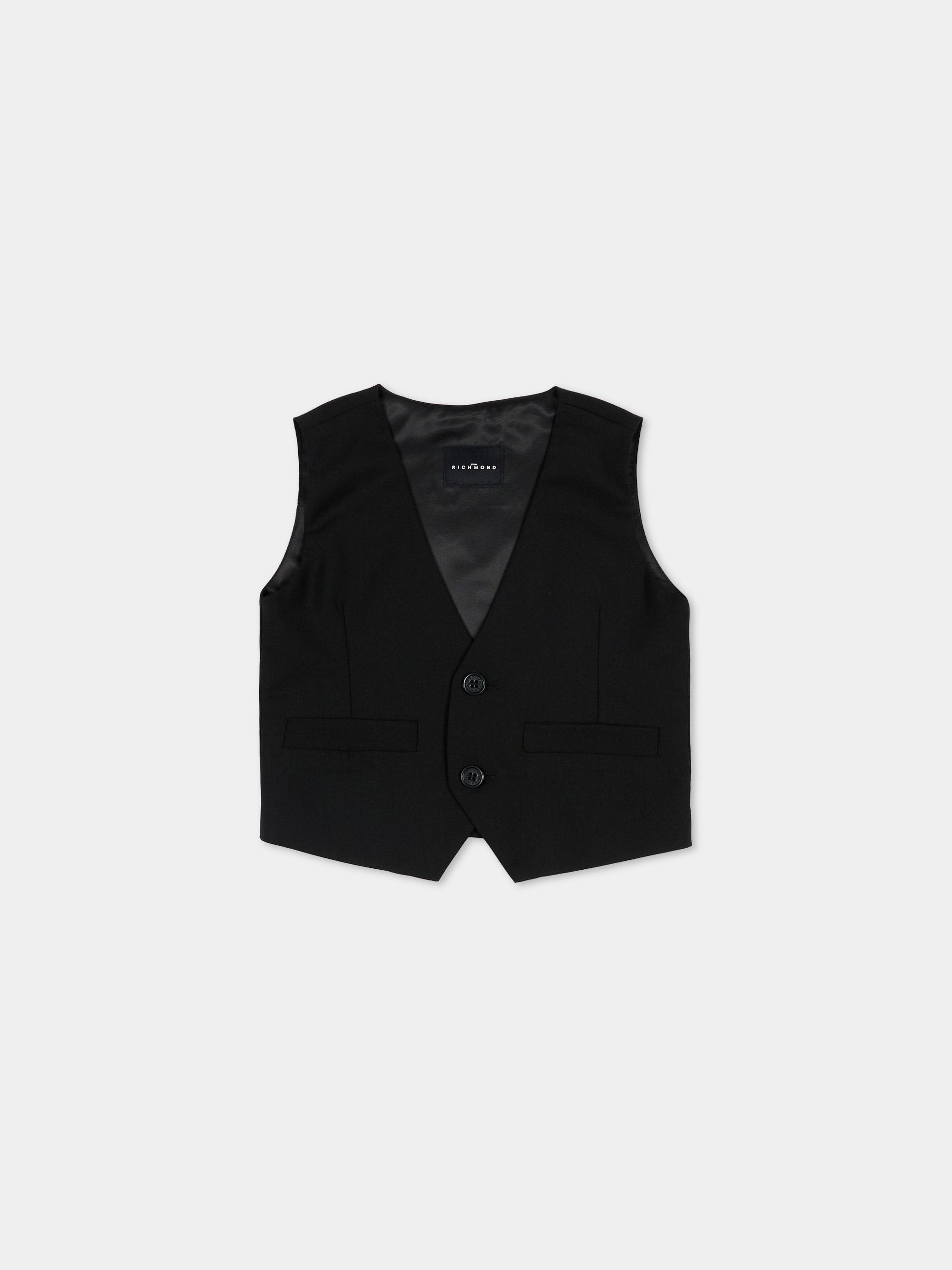 Panciotto nero per neonato,Richmond,RIP26125GT BLACK