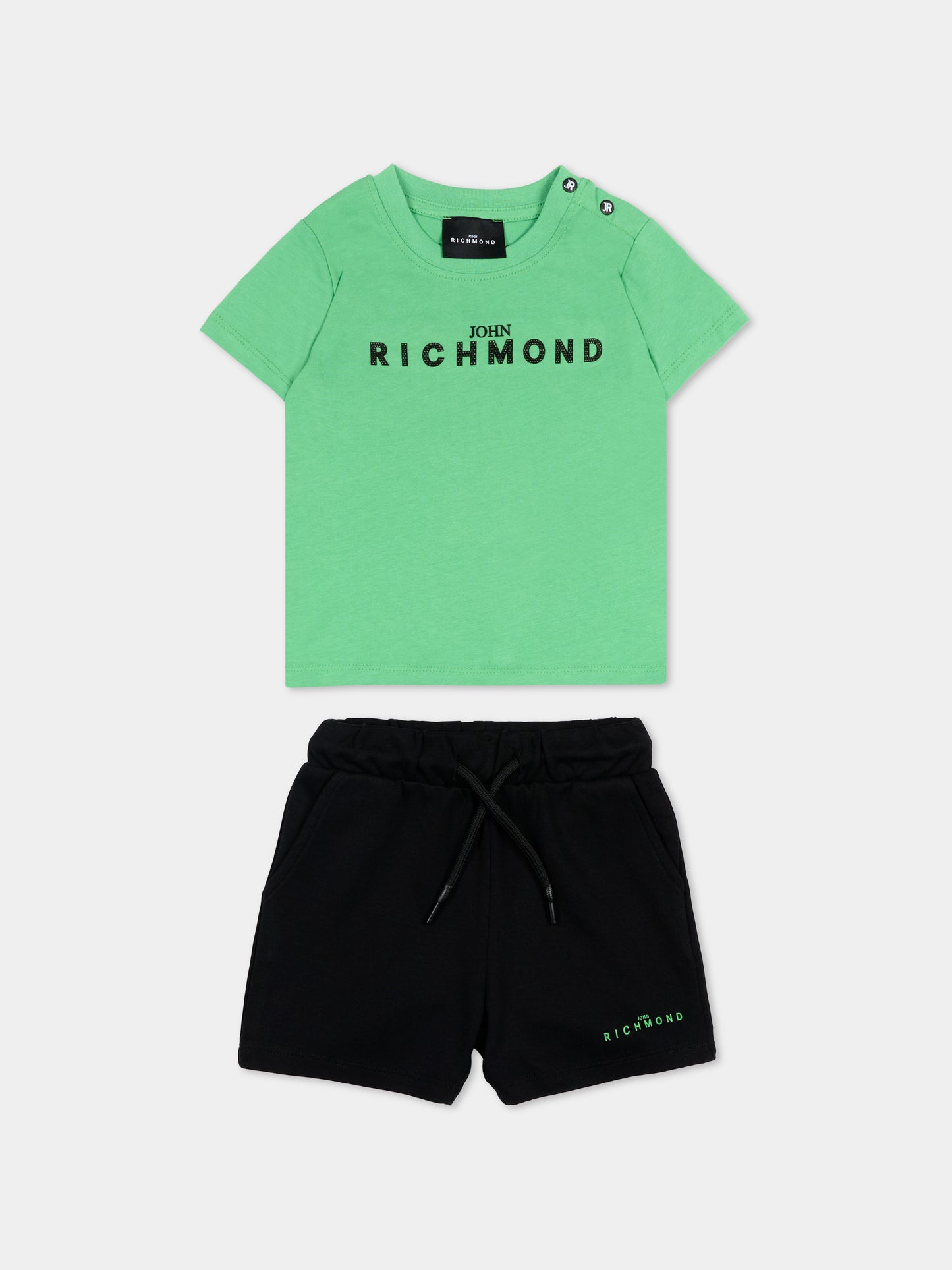 Completo sportivo verde per neonato con logo,Richmond,RIP26006CJ GREEN VIBRANT