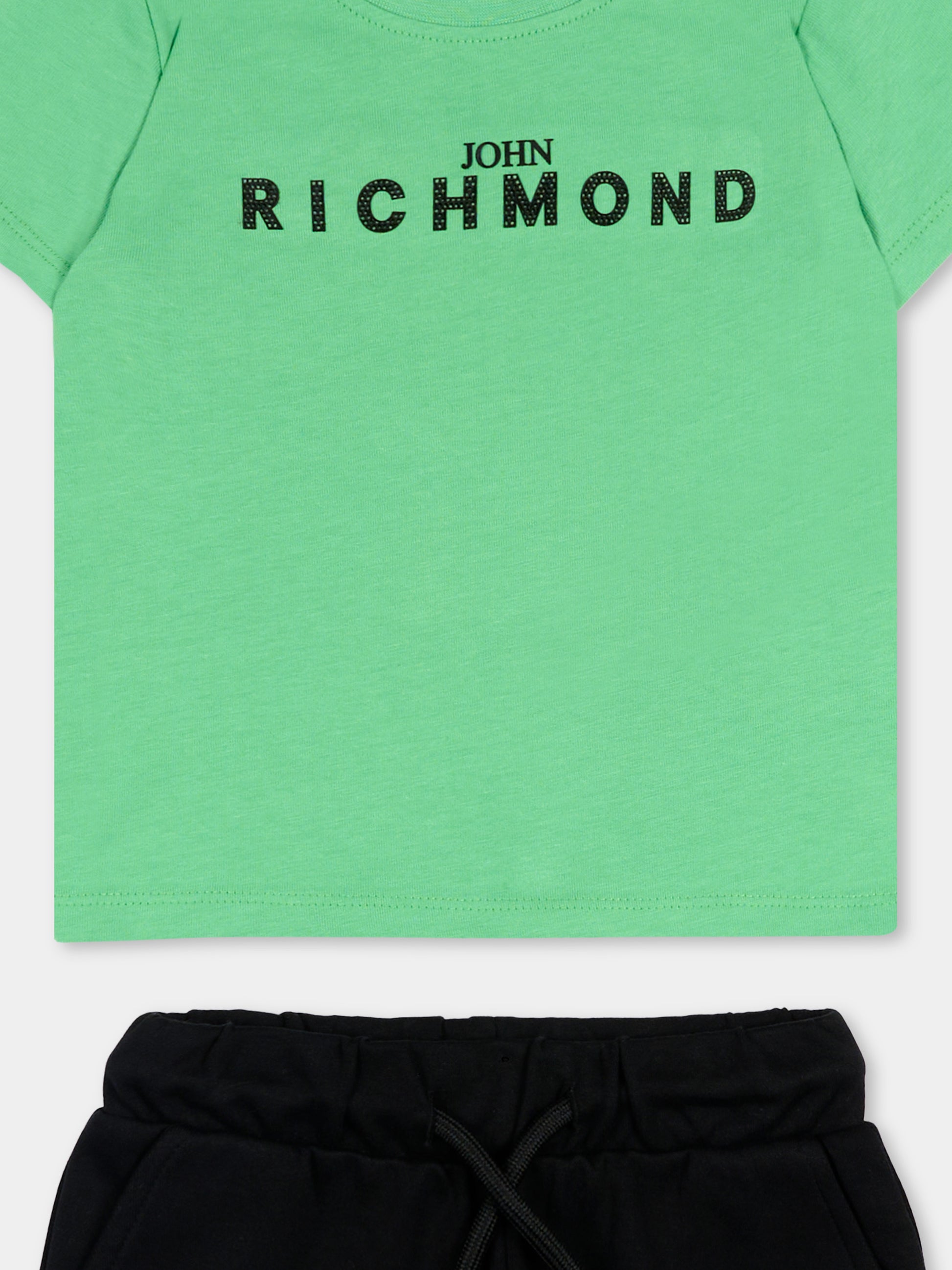 Completo sportivo verde per neonato con logo,Richmond,RIP26006CJ GREEN VIBRANT