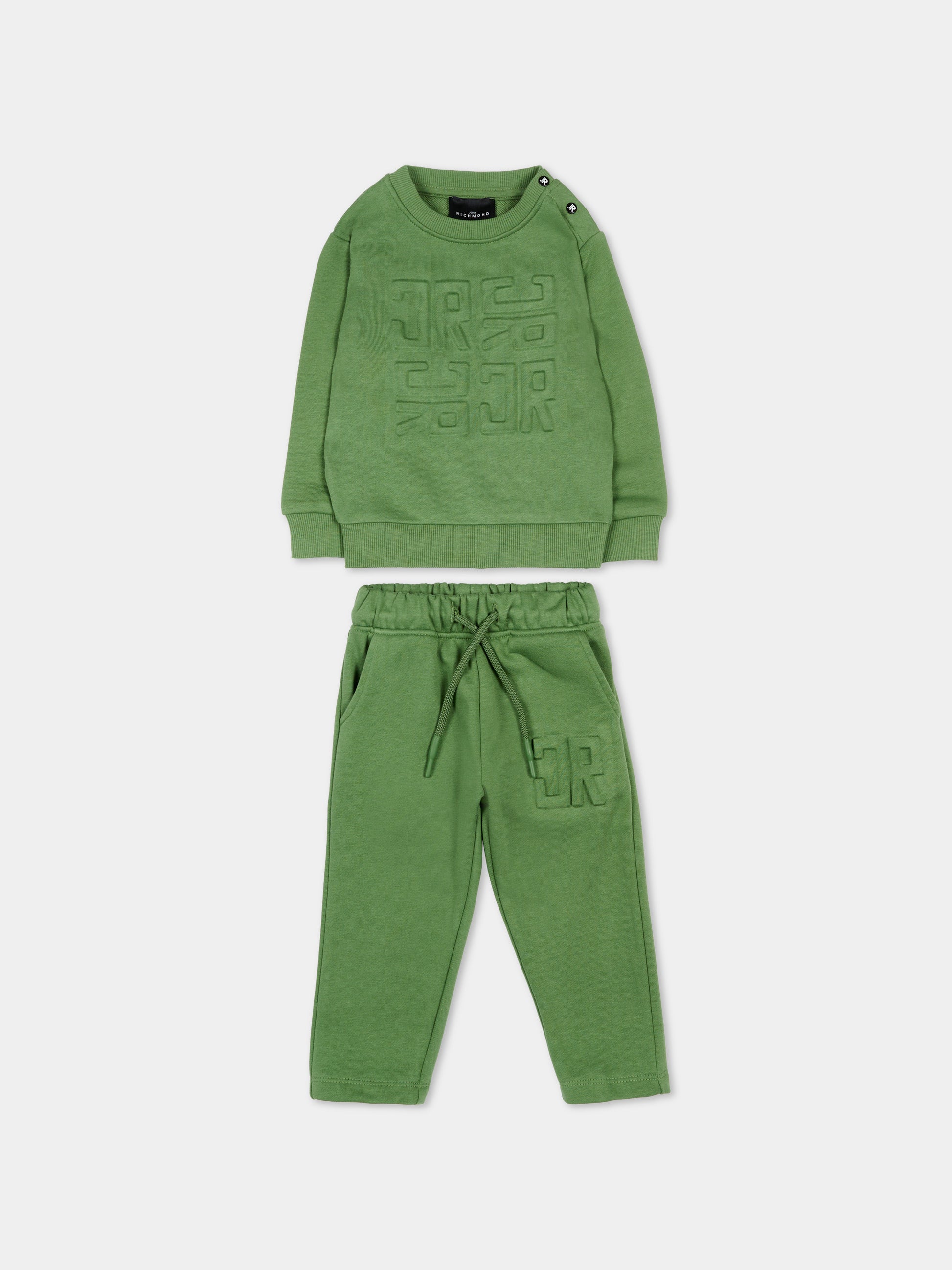 Completo sportivo verde per neonato con logo,Richmond,RIP26014CF GREEN WILLOW BOUGH