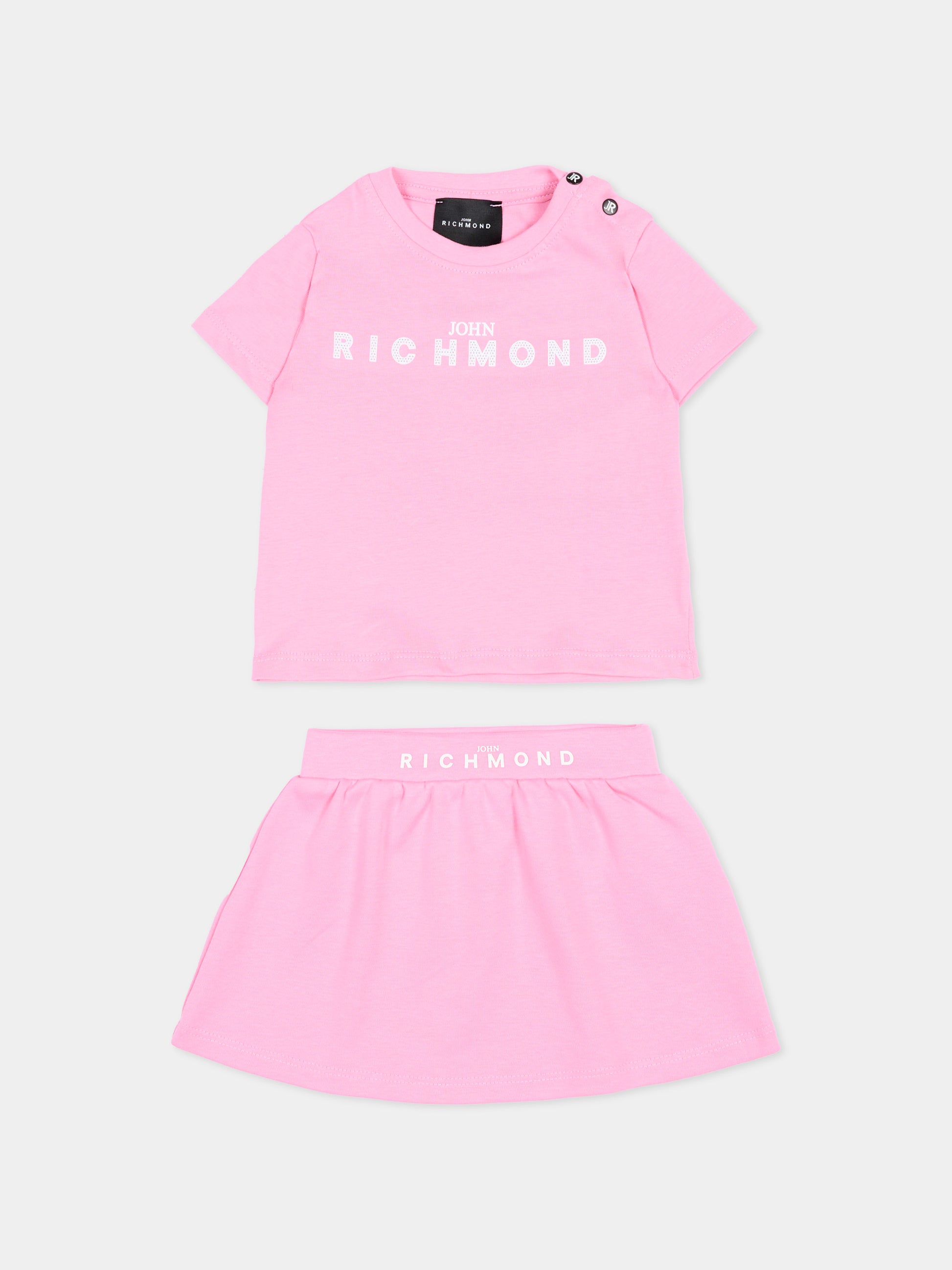 Completo rosa per neonata con logo,Richmond,RIP26043CJ PINK BEGONIA