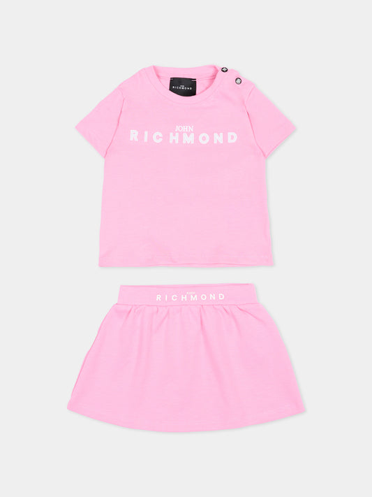 Completo rosa per neonata con logo,Richmond,RIP26043CJ PINK BEGONIA