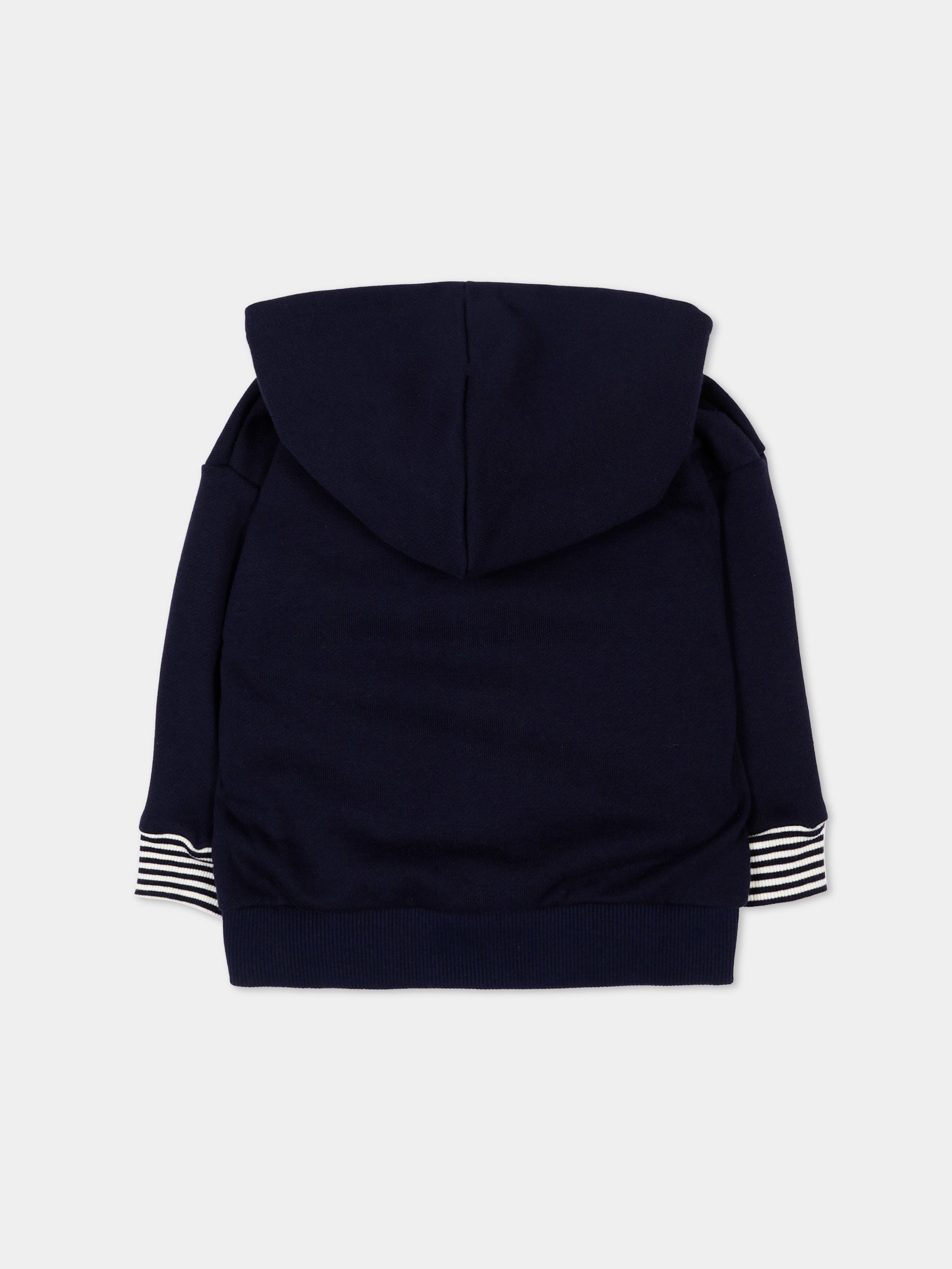 Felpa blu per neonato a righe,Petit Bateau,A0FB0 SOIR 01