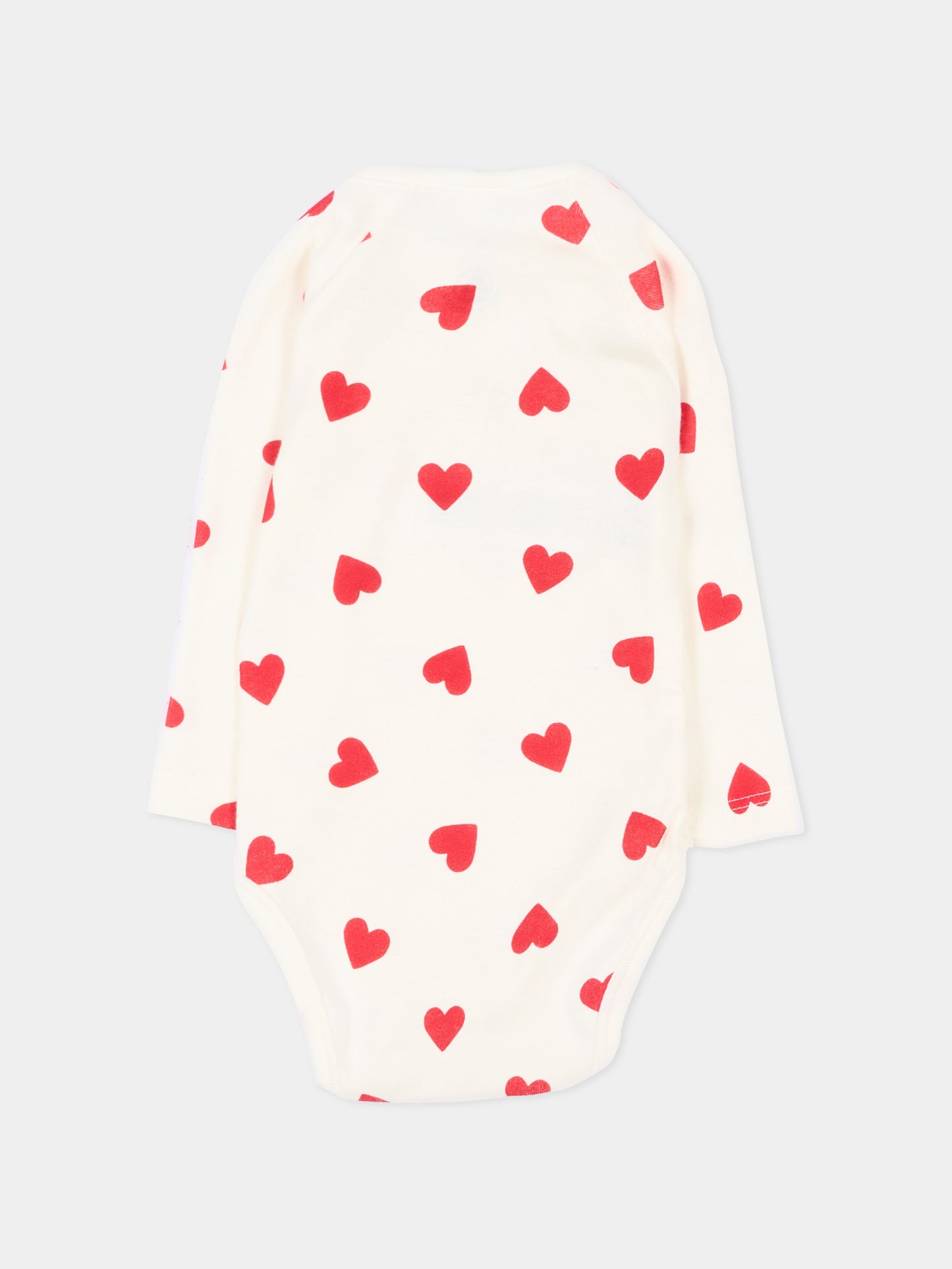 Salopette multicolor per neonata a righe e cuori,Petit Bateau,A0FMH MARSHMALLOW/SMOKING 01