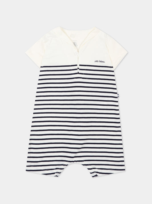 Pagliaccetto multicolor per neonato a righe,Petit Bateau,A0FI9 MARSHMALLOW/SOIR 01