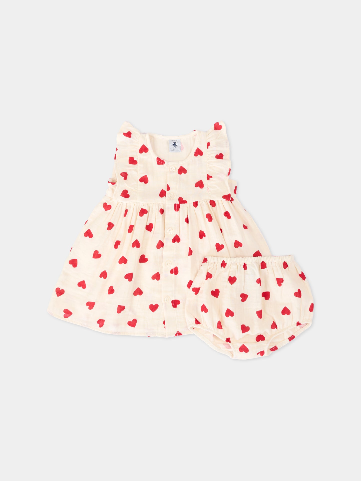 Vestito rosa per neonata con cuori,Petit Bateau,A0F18 MILK/TERKUIT 03