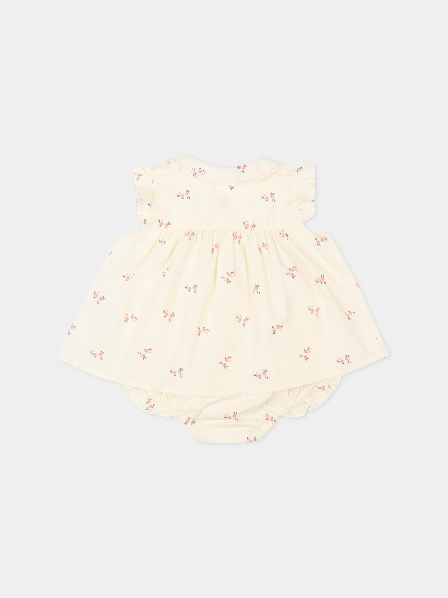 Completo sportivo avorio per neonata floreale,Petit Bateau,A0FBL MILK/MULTICO 01