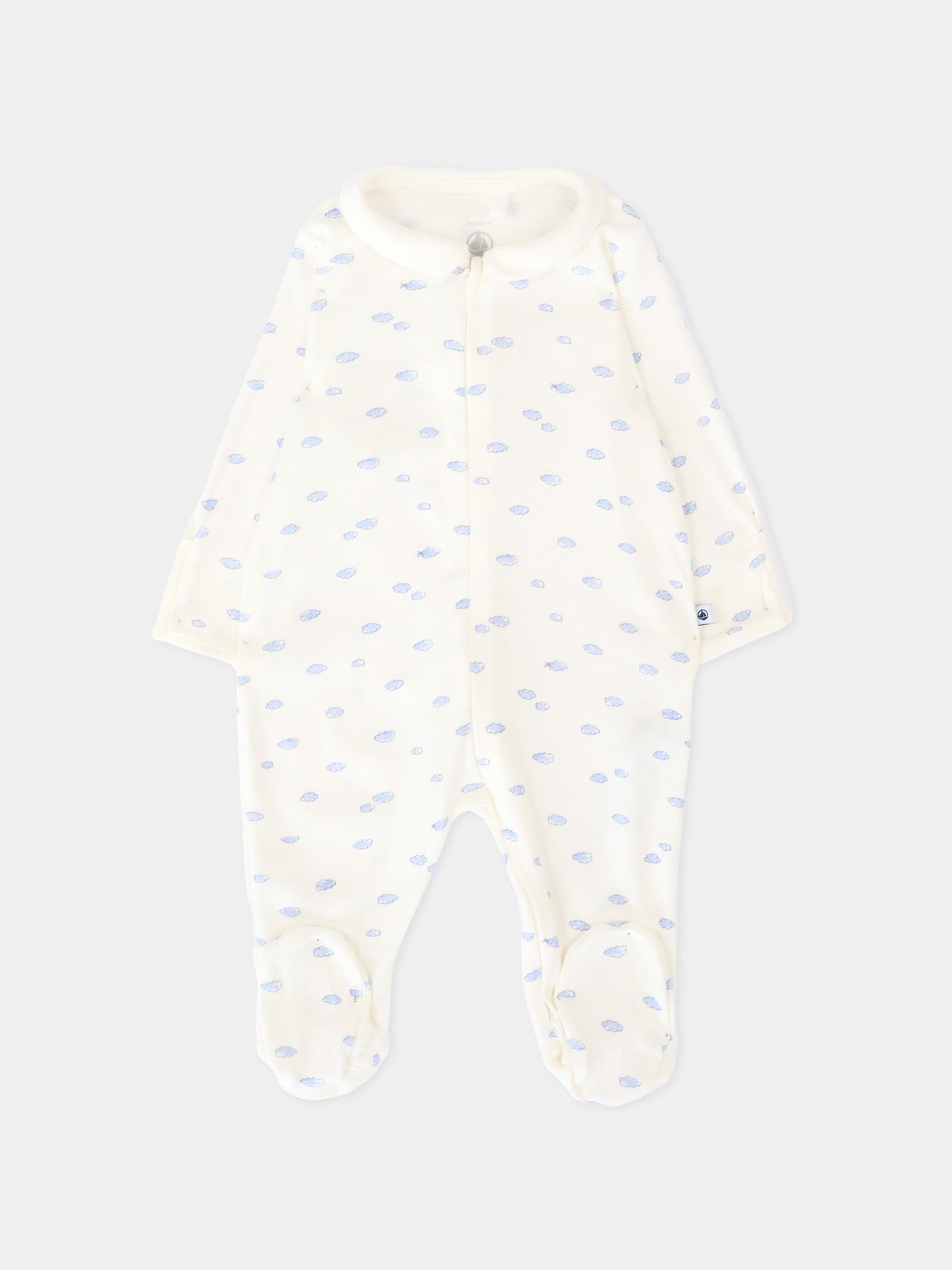 Tutina avorio per neonato con nuvole,Petit Bateau,A0F2P MARSHMALLOW/MULTICO 01