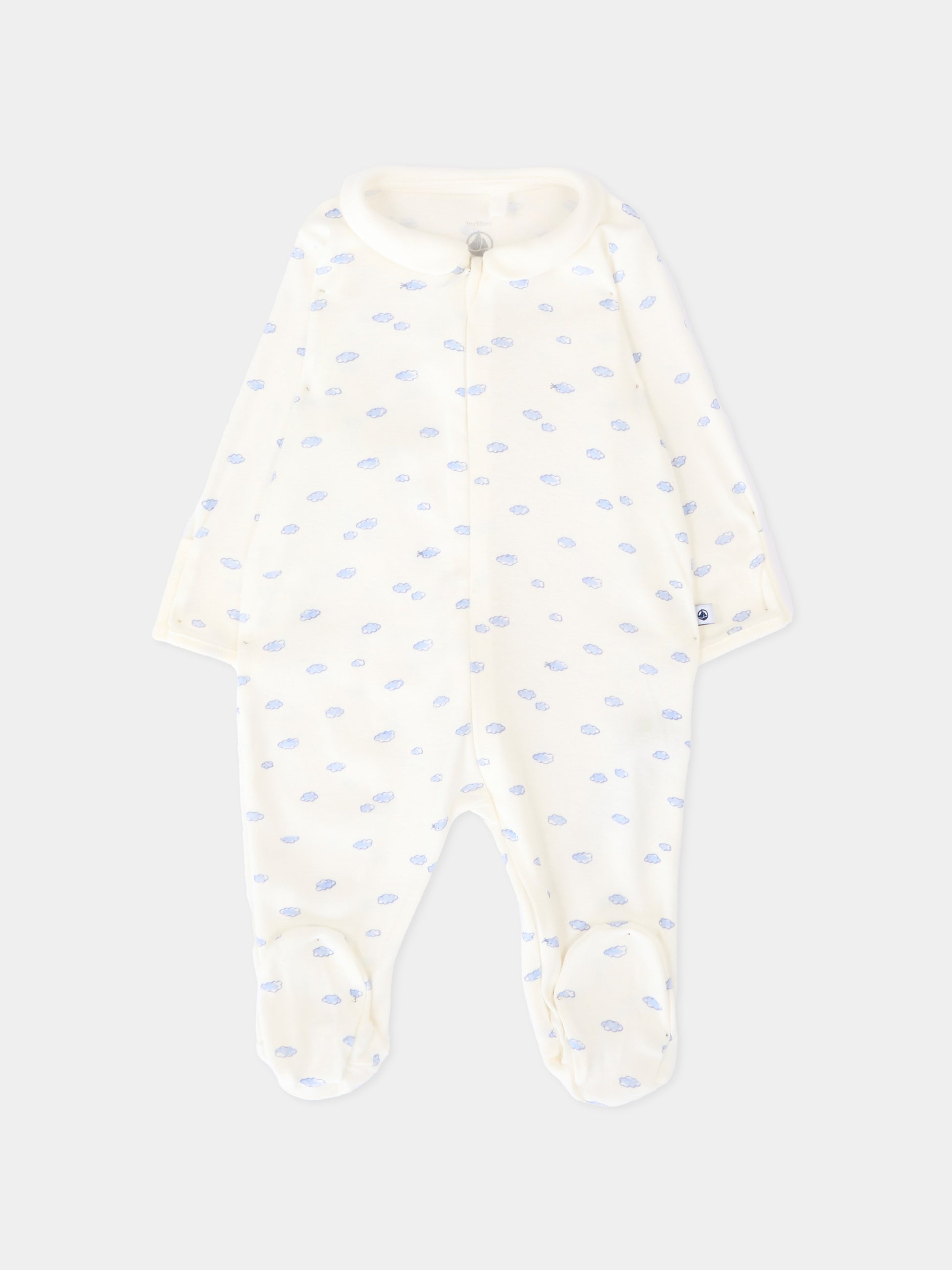 Tutina avorio per neonato con nuvole,Petit Bateau,A0F2P MARSHMALLOW/MULTICO 01