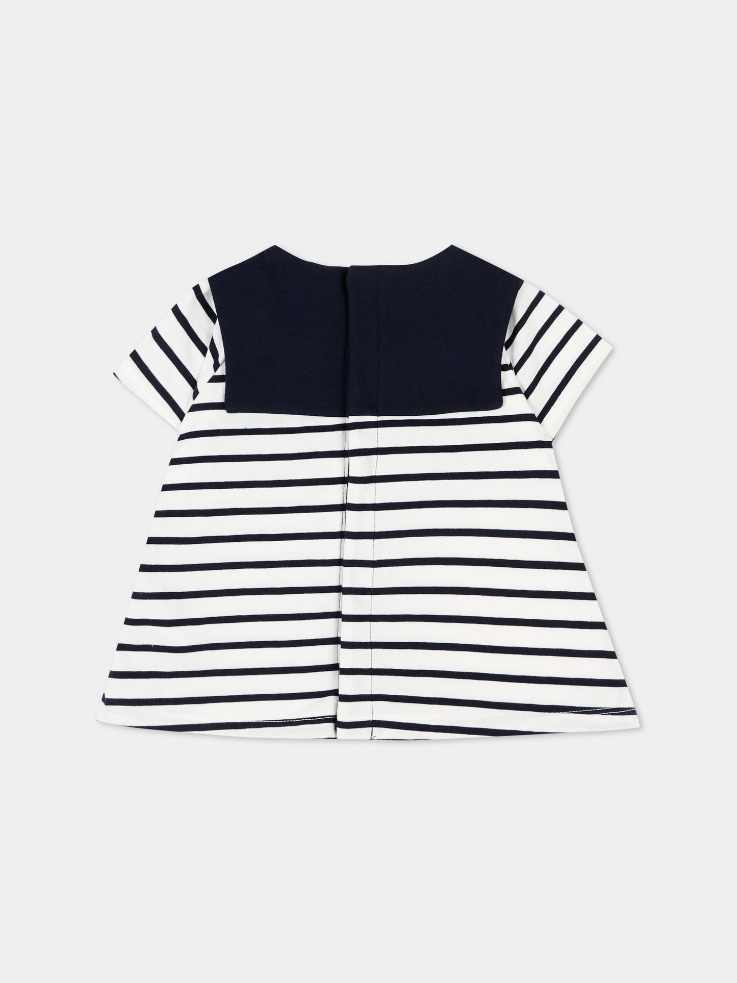 T-Shirt blu a righe per neonata,Petit Bateau,A0F94 MARSHMALLOW/SMOKING 01