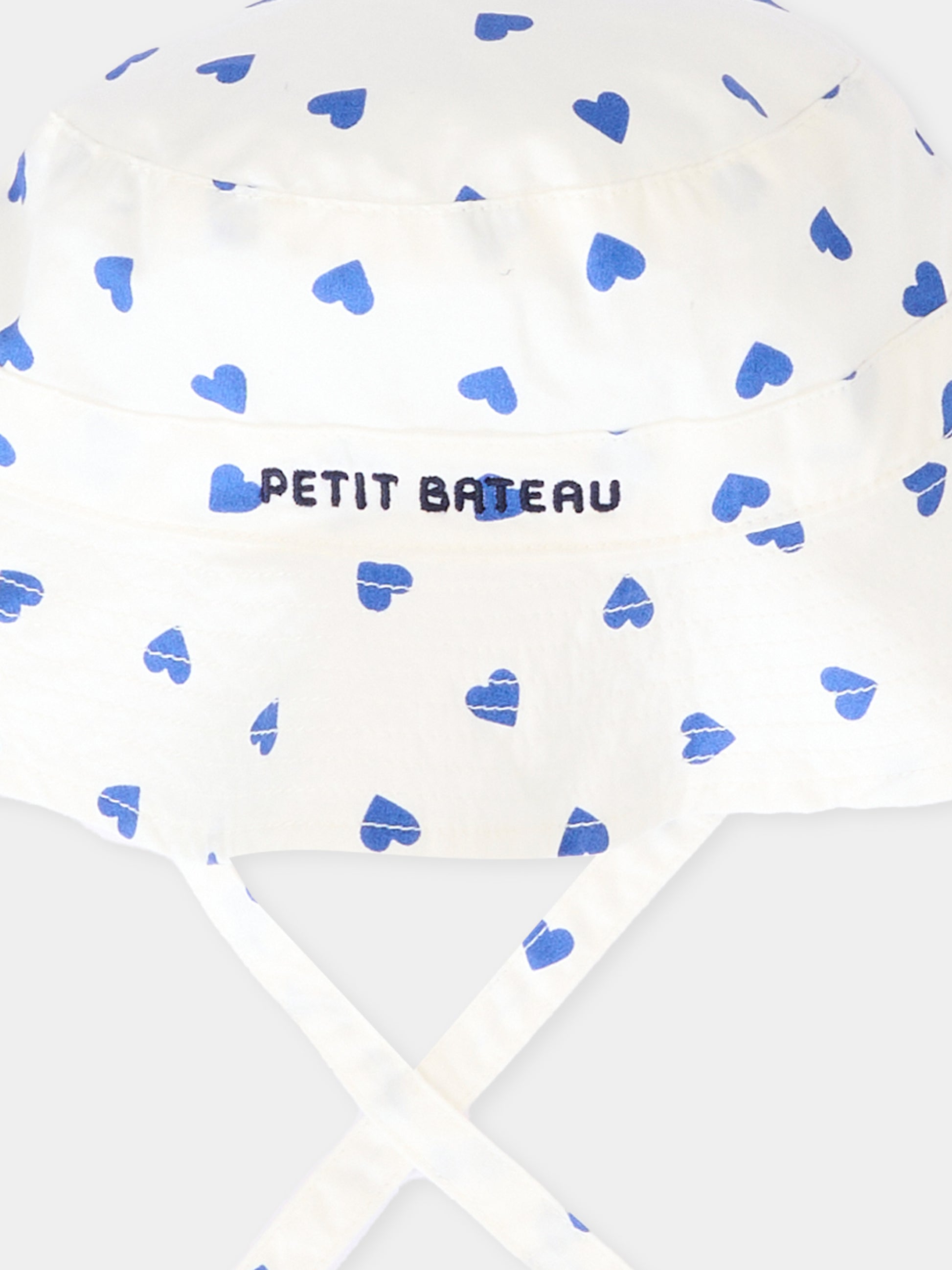 Cloche bianca per neonata a cuori,Petit Bateau,A0FE8 MARSHMALLOW/CREPUSCULE 01