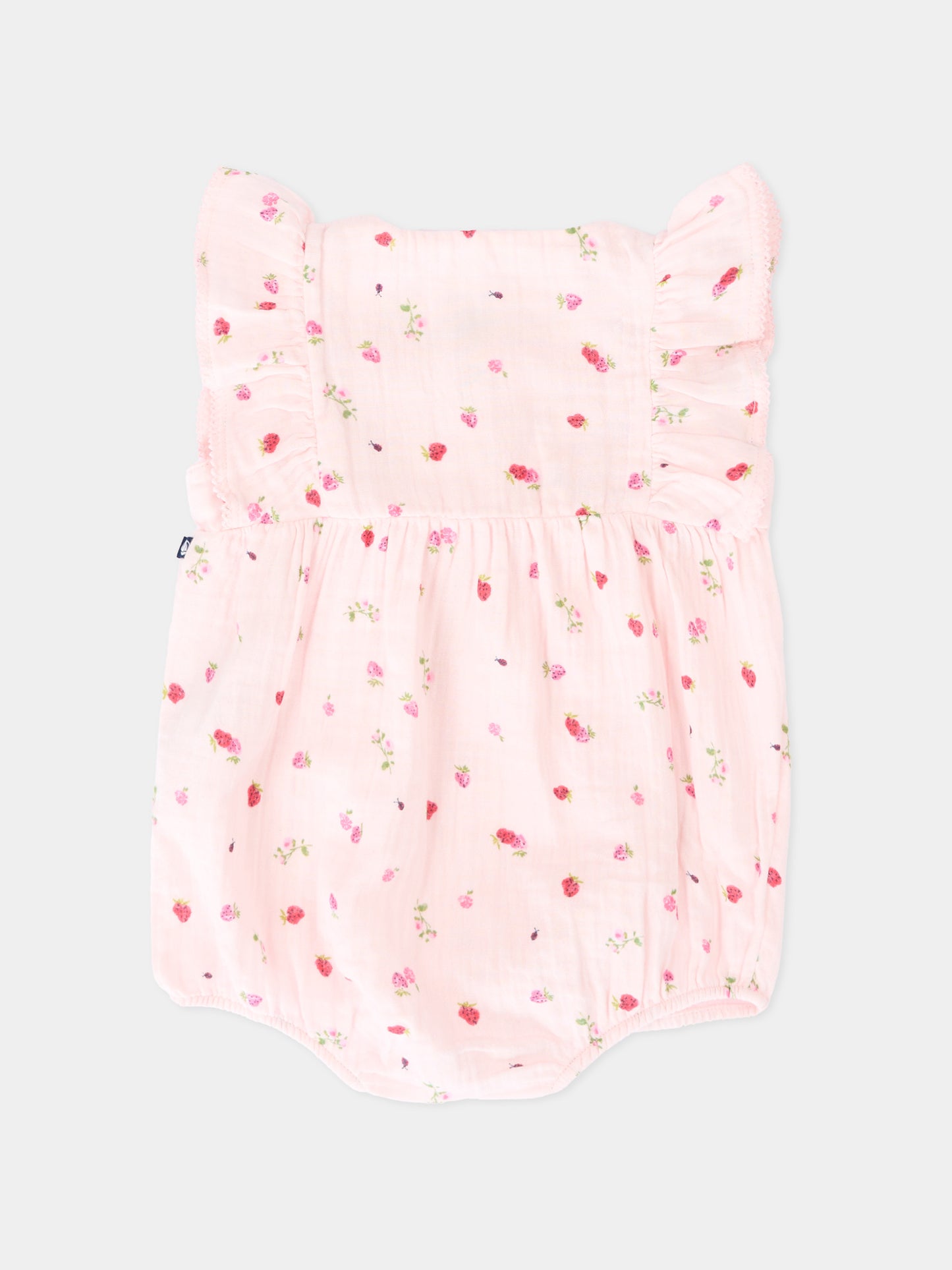 Pagliaccetto rosa per neonata con fragole,Petit Bateau,A0F15 BARELY/MULTICO 01