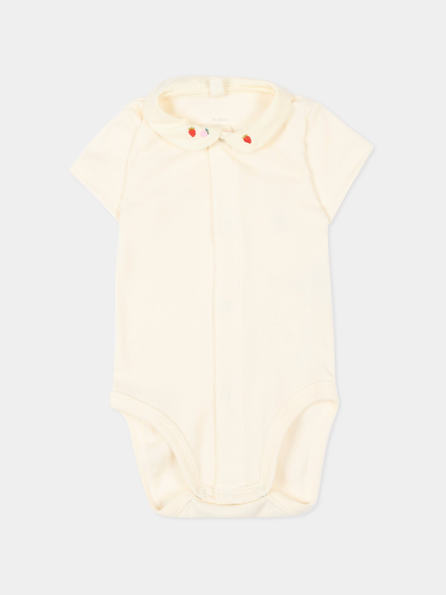 Body avorio per neonata con fragole,Petit Bateau,A0FSV MILK/BARELY 02