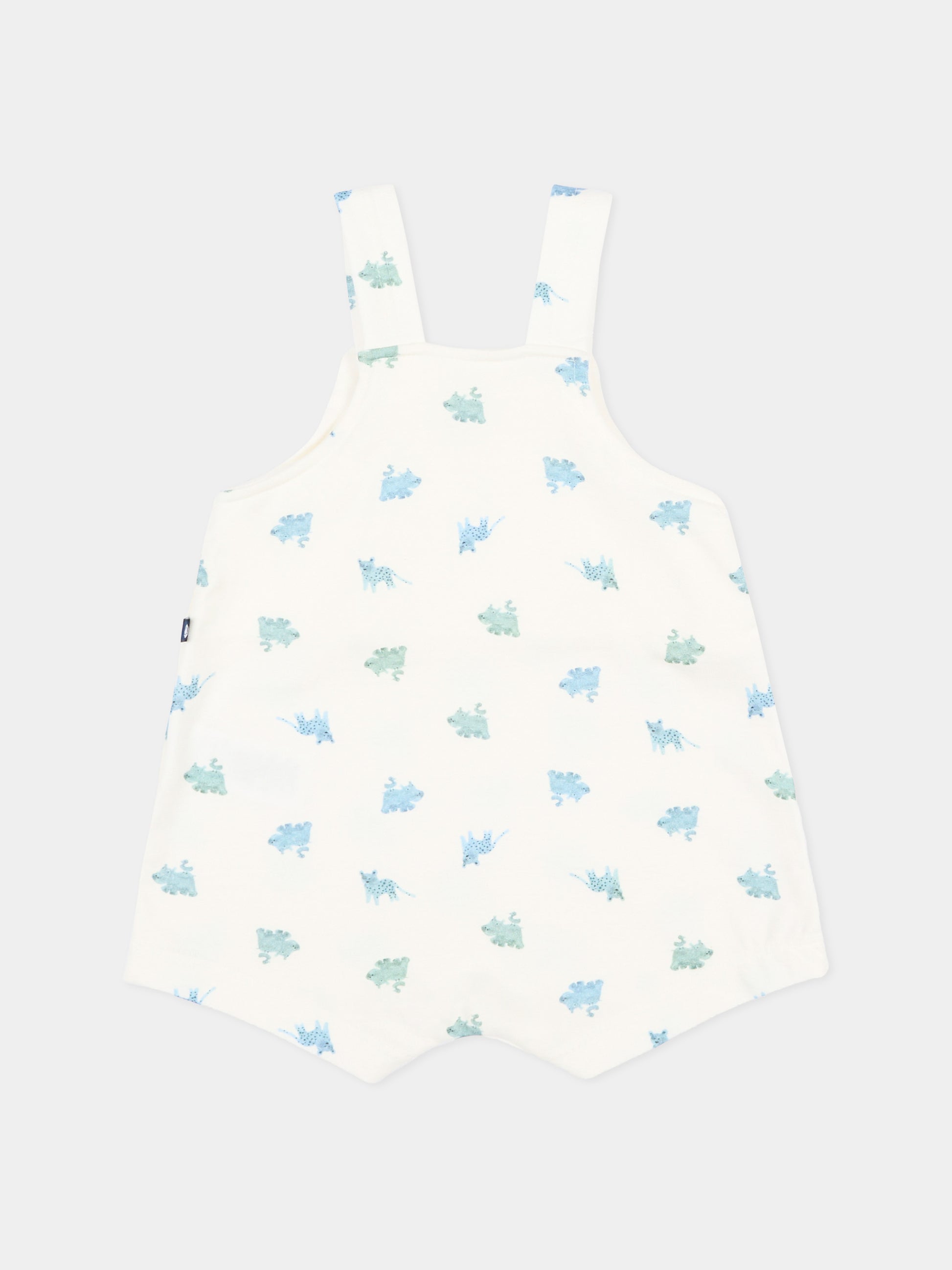Salopette avorio per neonato con dinosauri,Petit Bateau,A0FMJ MARSHMALLOW/MULTICO 01