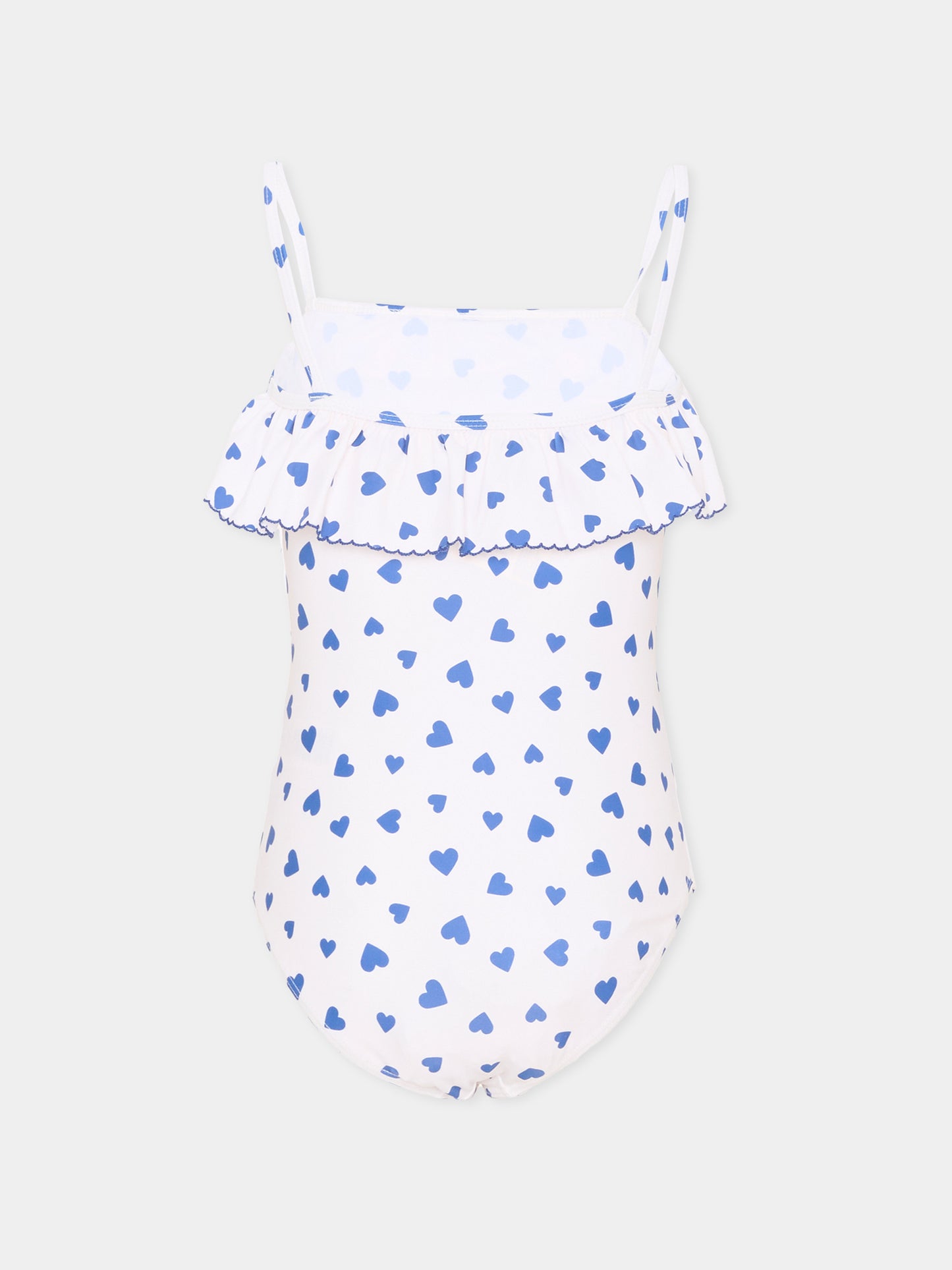 Costume intero bianco per bambina cuori,Petit Bateau,A0FJ6 MARSHMALLOW/PERSE 01