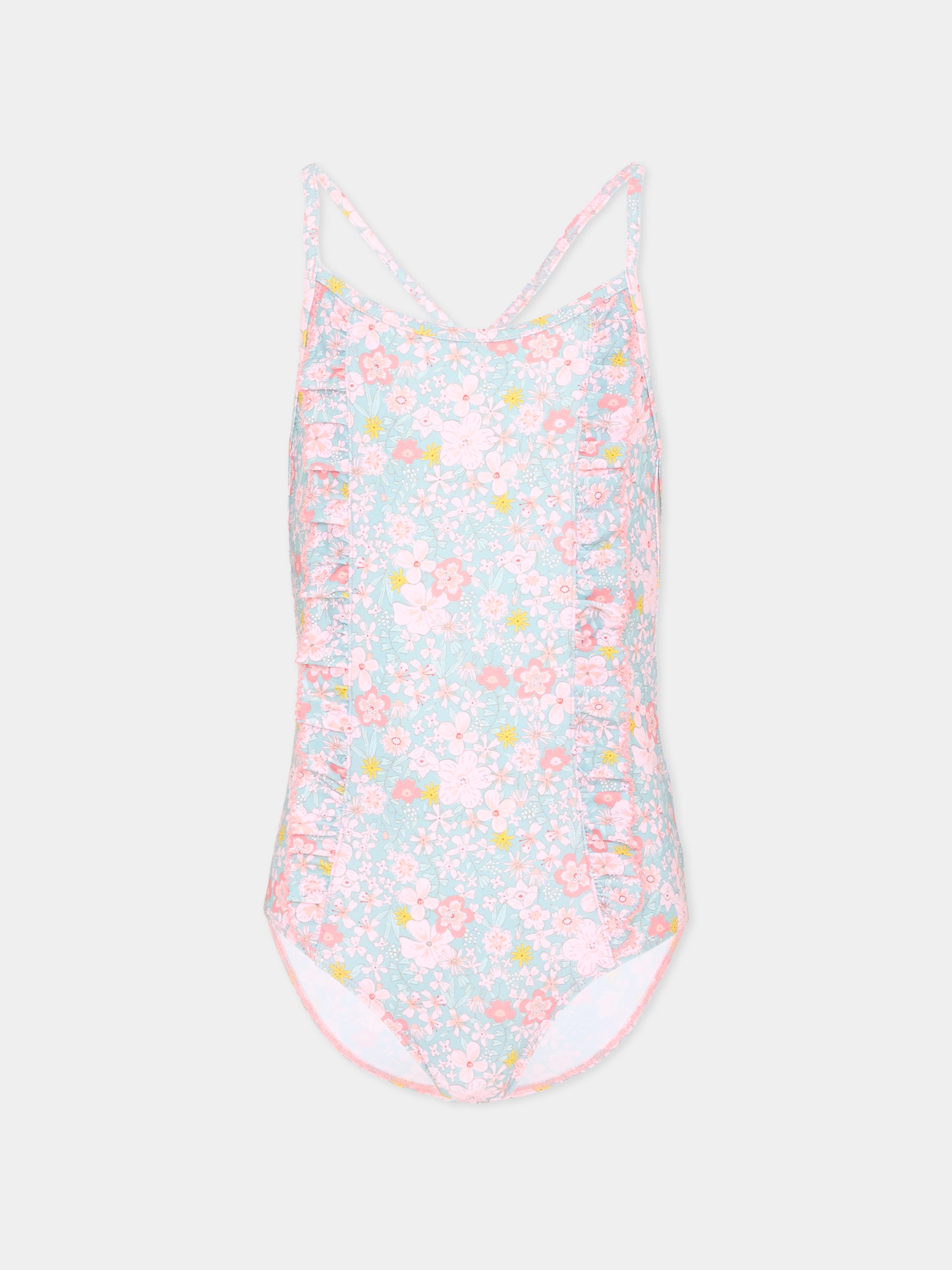 Costume intero multicolor per bambina floreale,Petit Bateau,A0FJ4 SPRAY/MULTICO 01