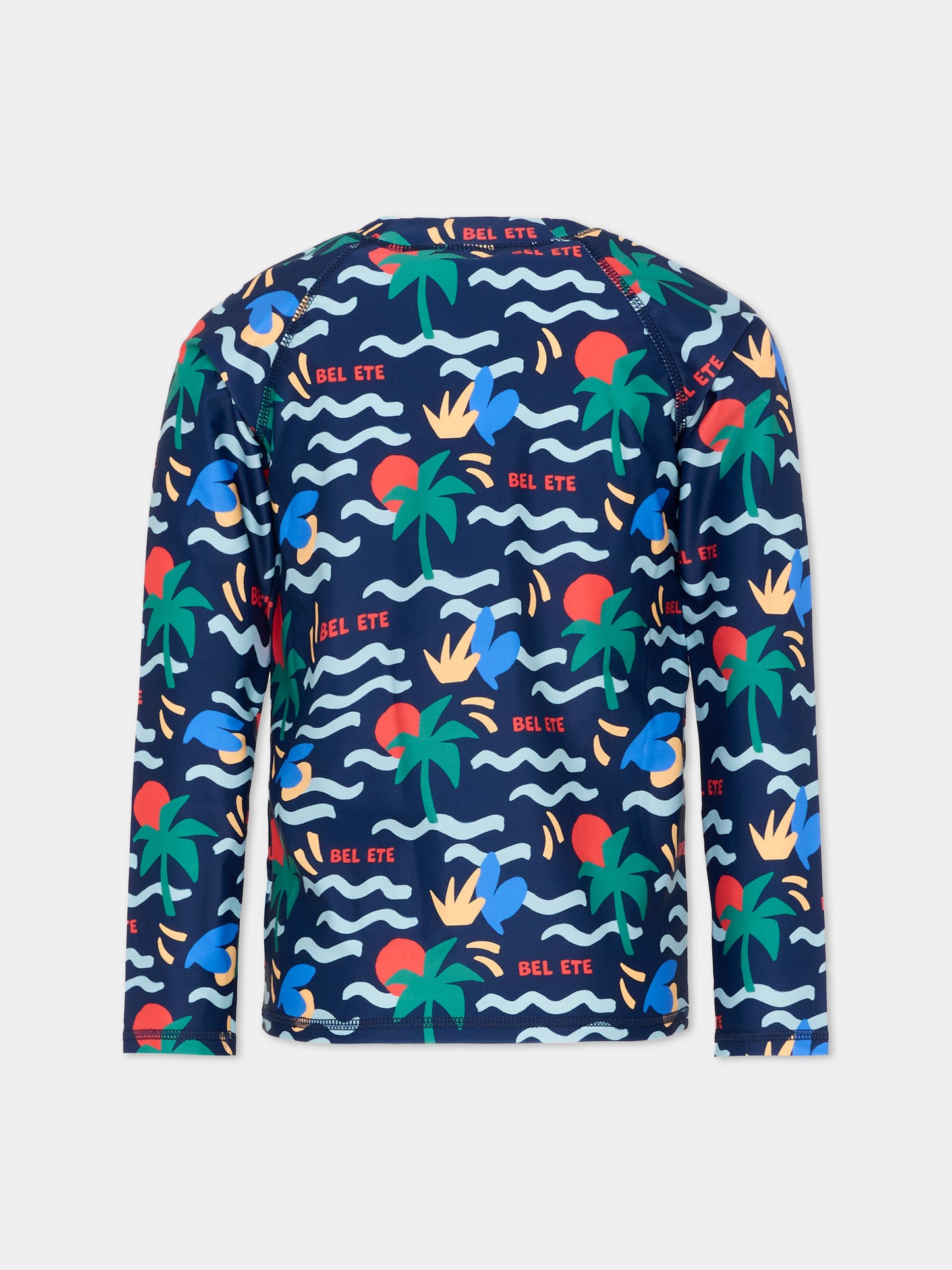 Maglia blu anti UV per bambino con stampa mare,Petit Bateau,A0FJM CREPUSCULE/MULTICO 01