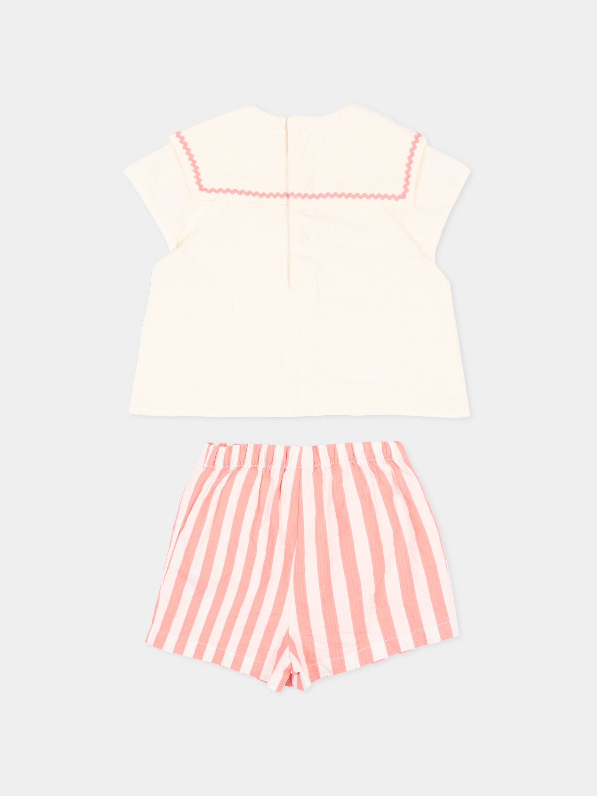 Completo multicolor per neonata a righe,Petit Bateau,A0FAB FLAMAND/MARSHMALLOW 01