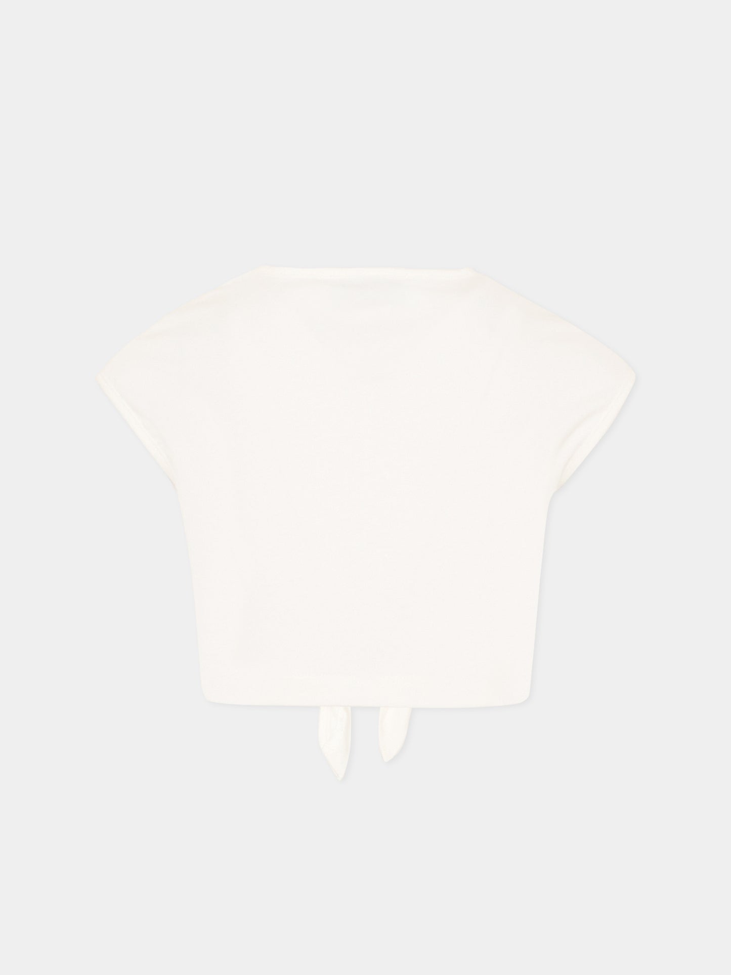 T-shirt bianca per bambina con logo,Roberto Cavalli Kids,CGP26081TS WHITE
