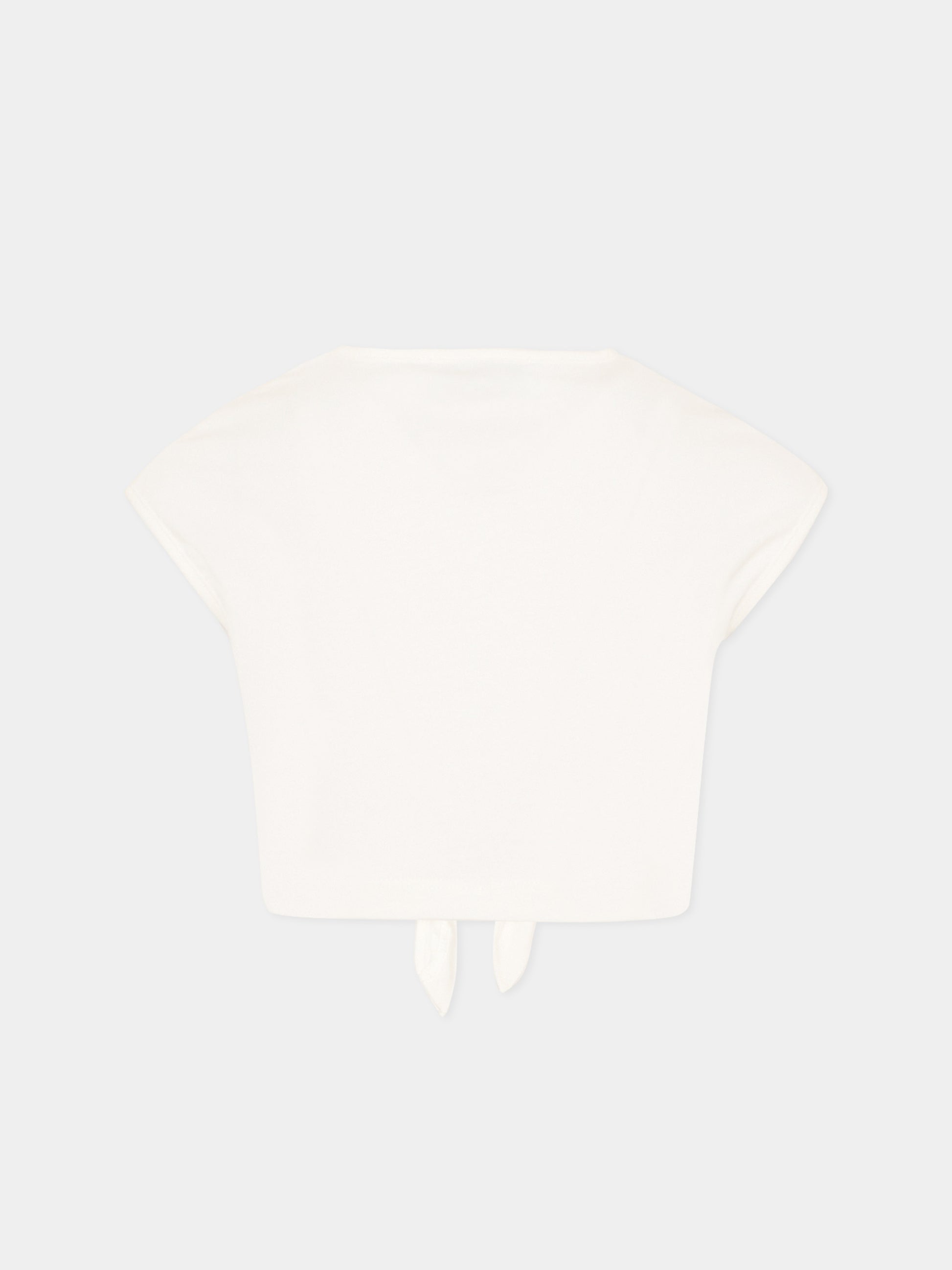 T-shirt bianca per bambina con logo,Roberto Cavalli Kids,CGP26081TS WHITE