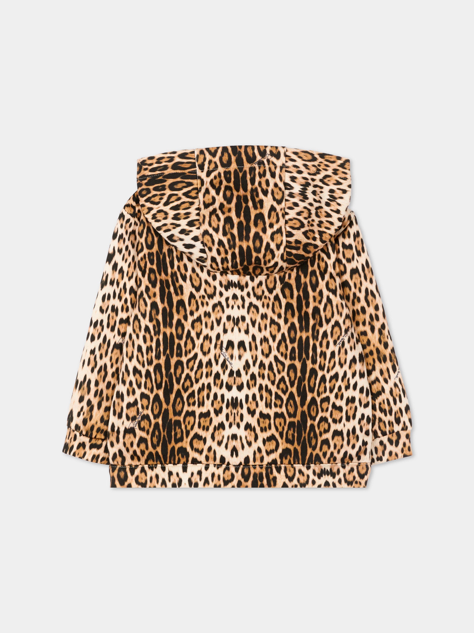 Felpa marrone per neonata con stampa animalier,Roberto Cavalli Kids,CIP26004FE MACULA NEW HERITAGE