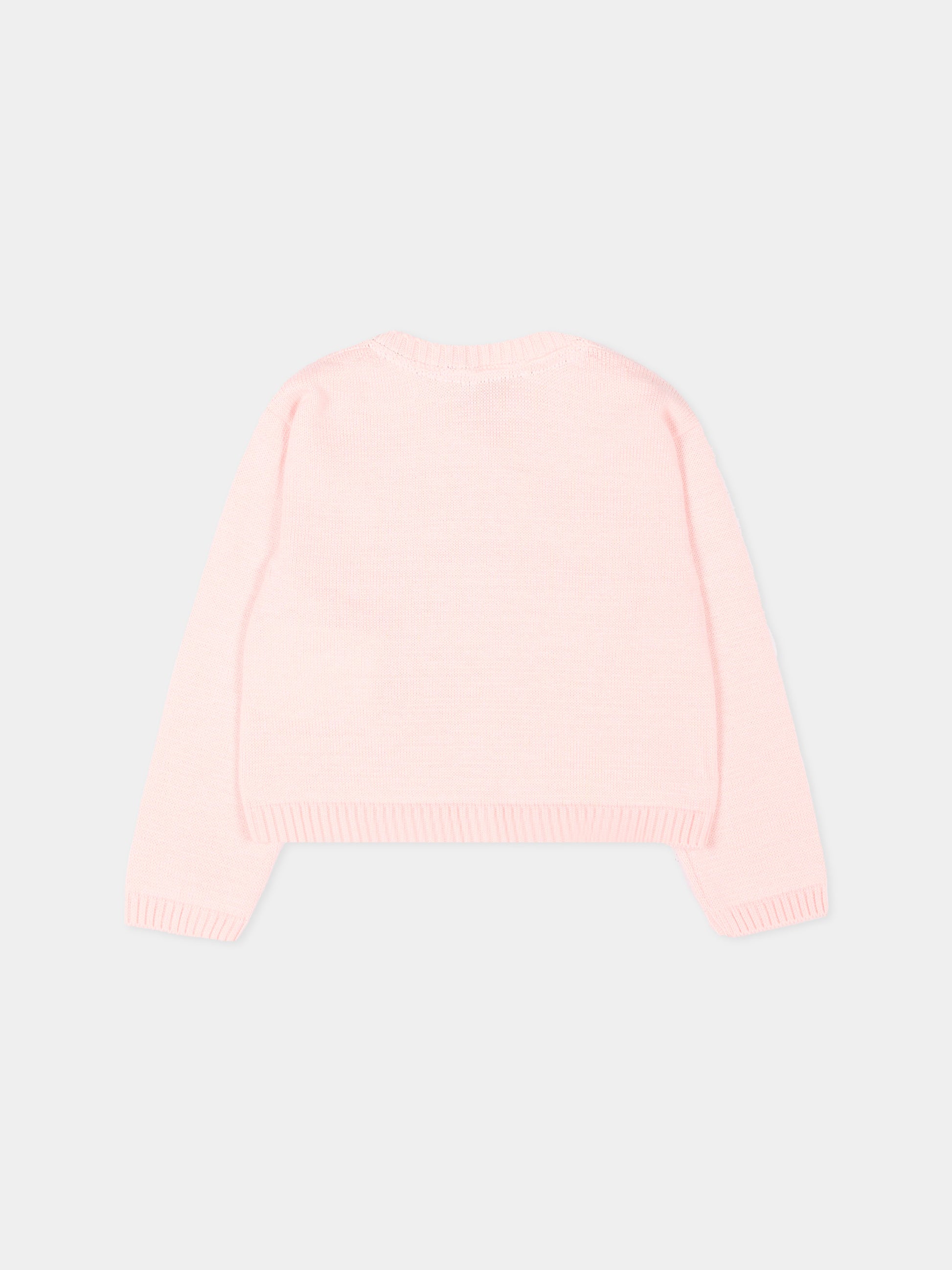 Cardigan rosa per neonata con logo,Roberto Cavalli Kids,CIP26115CD PINK DOGWOOD