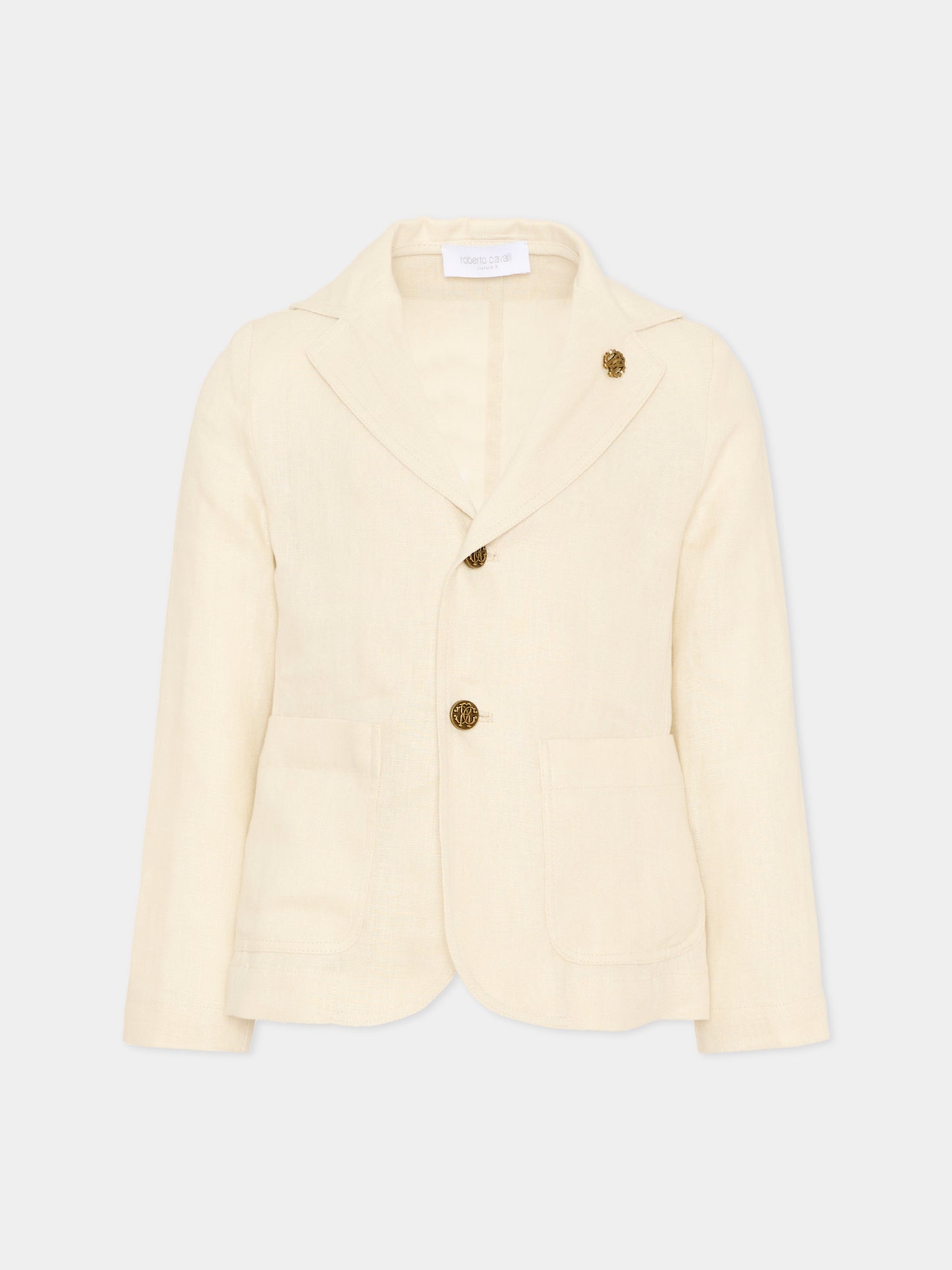 Giacca beige per bambino con monogram,Roberto Cavalli Kids,CBP26092GC BEIGE PUTTY COLOR